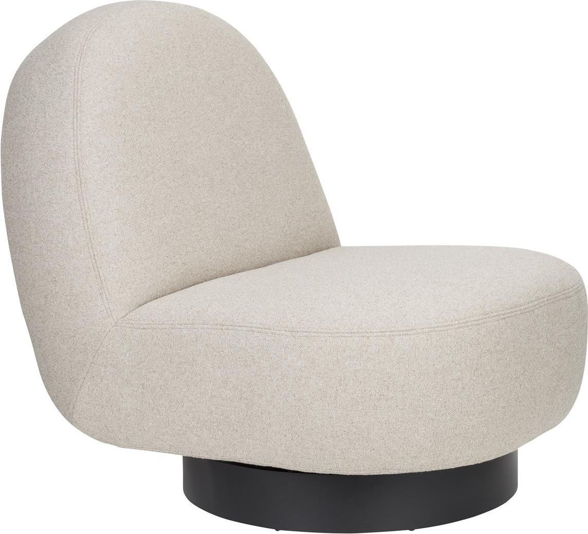Loungestol Zuiver Eden Lænestol   Lysgrå Polyester Med Sort Drejebase 85ã 78ã 96 Cm