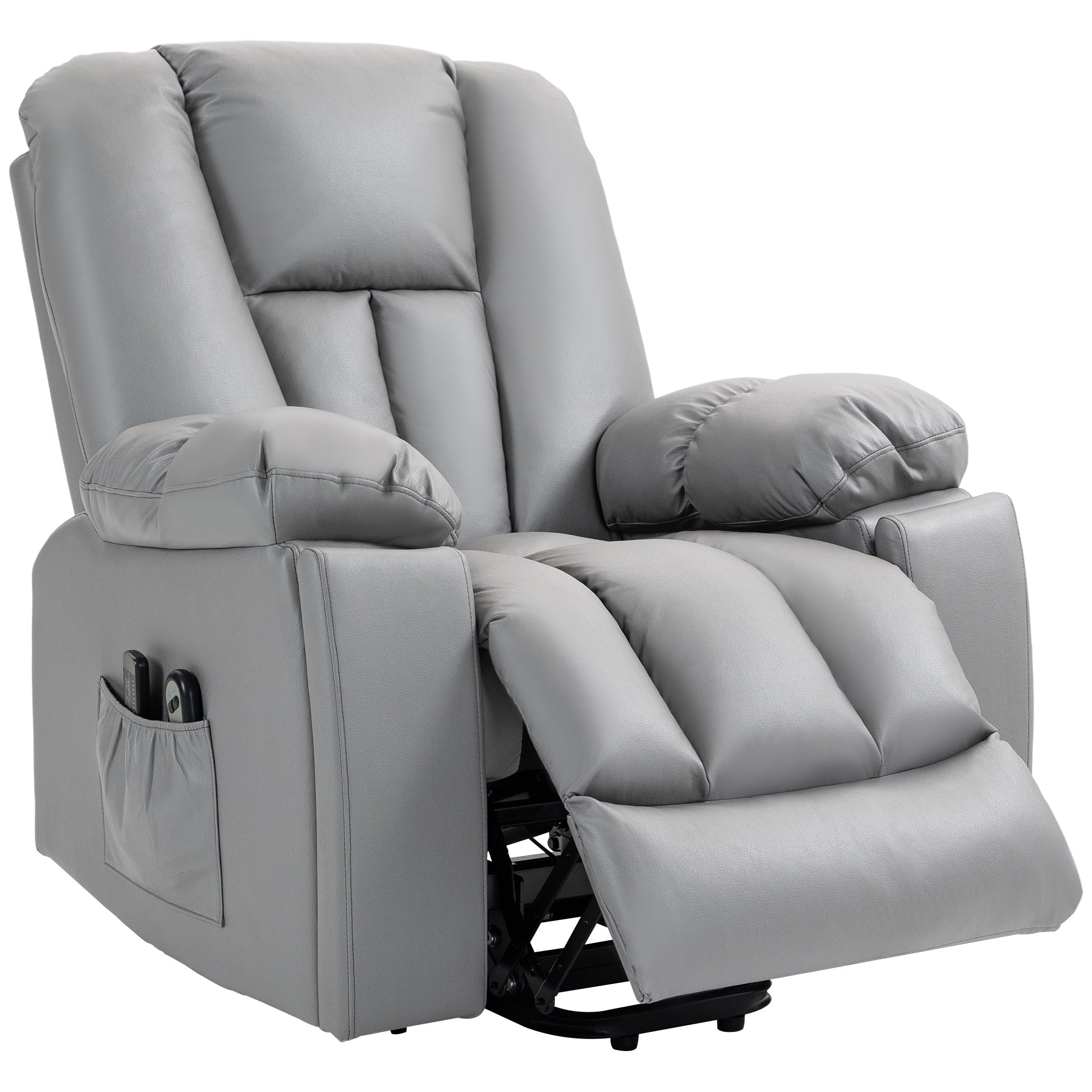 Massagestol Lænestol Seniorstol  Fjernbetjening  Sidelommer  94 Cm   96 Cm   106 Cm  Mørkegrå