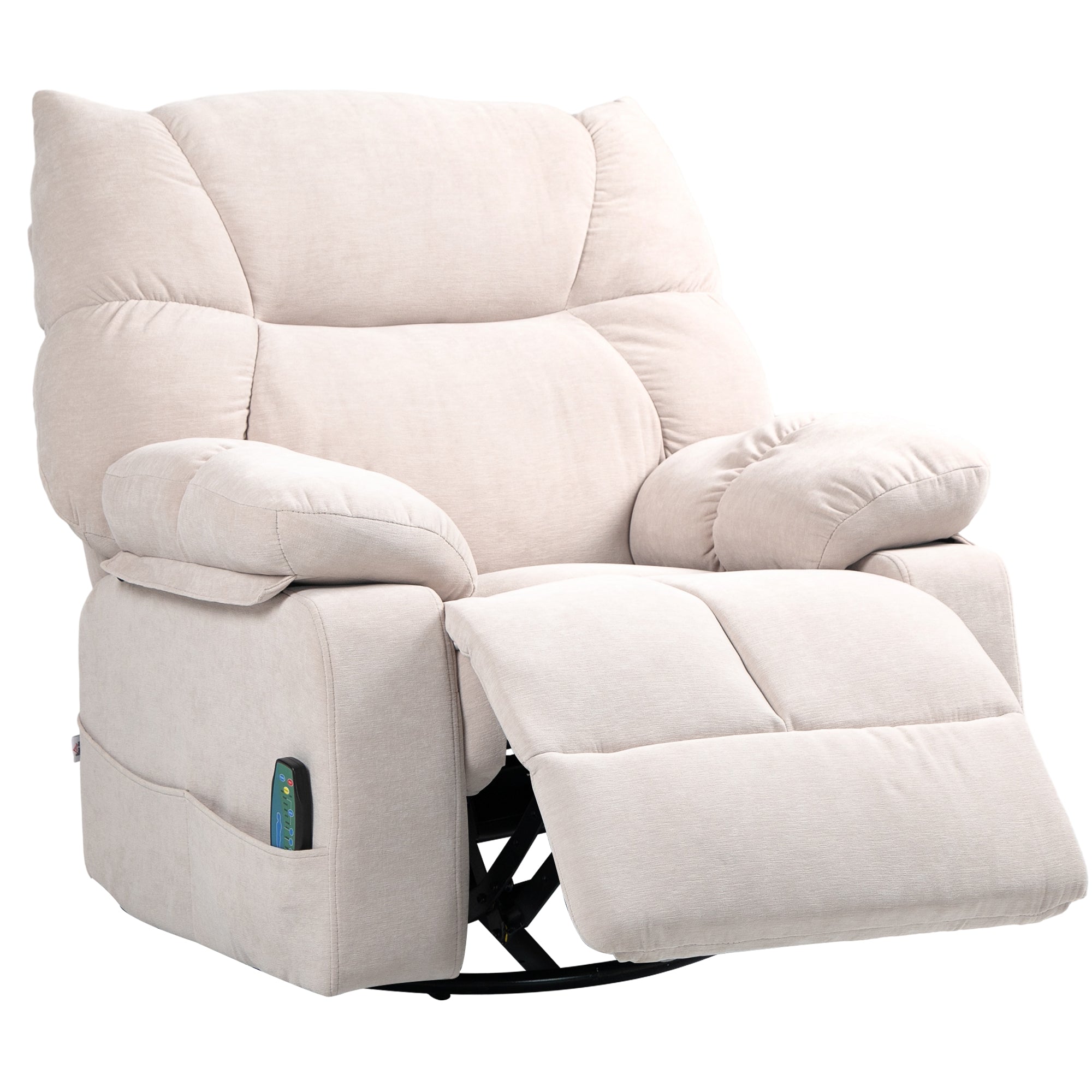 Massagestol Med Varme- Og Lænefunktion  Drejelig  Op Til 150 Kg  Metalstel  98   90   98 Cm  Beige