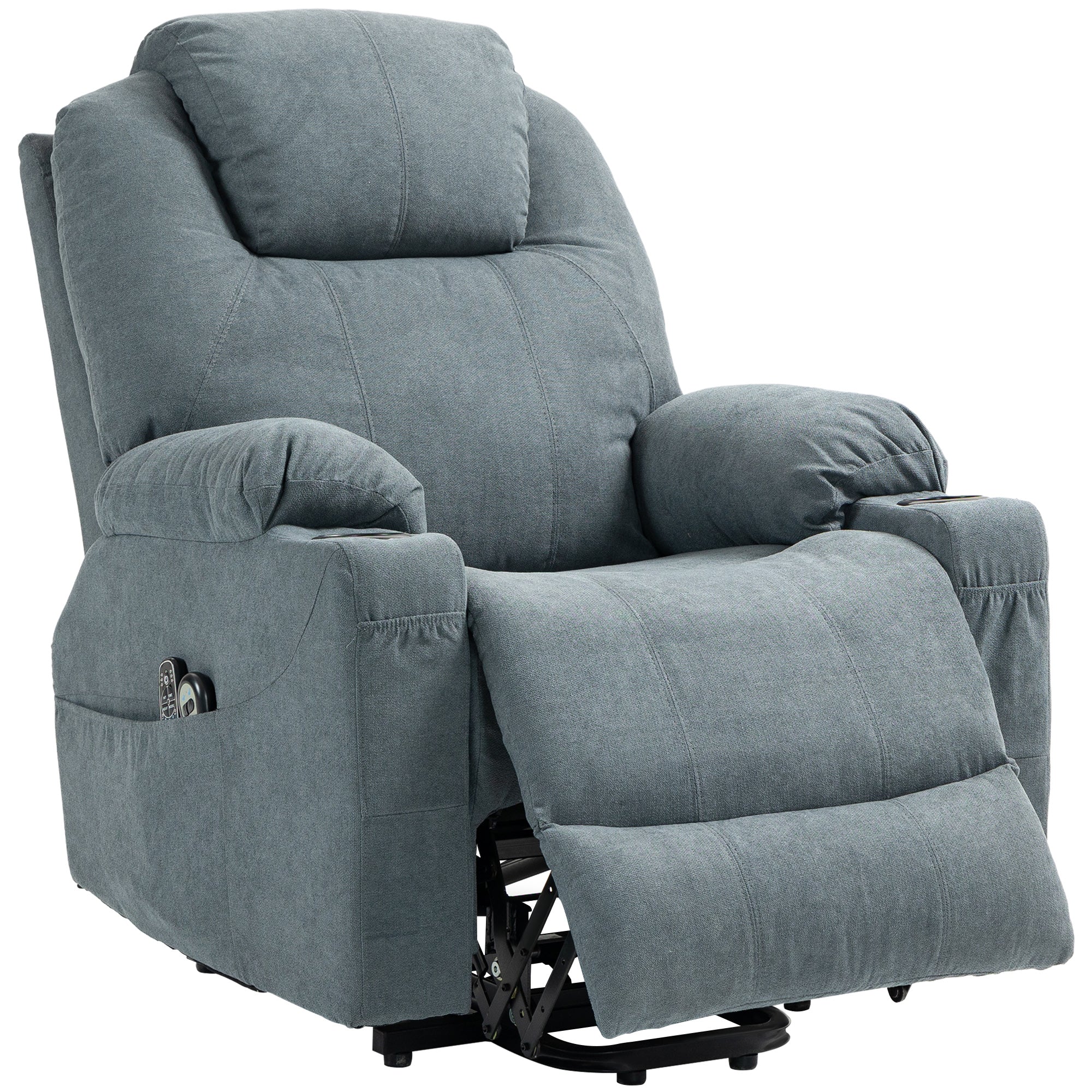 Massagestol  Ståstol Til Seniorer    Massagepunkter  Sidelommer  Fjernbetjening  90l   101b   107 Cm  Grå