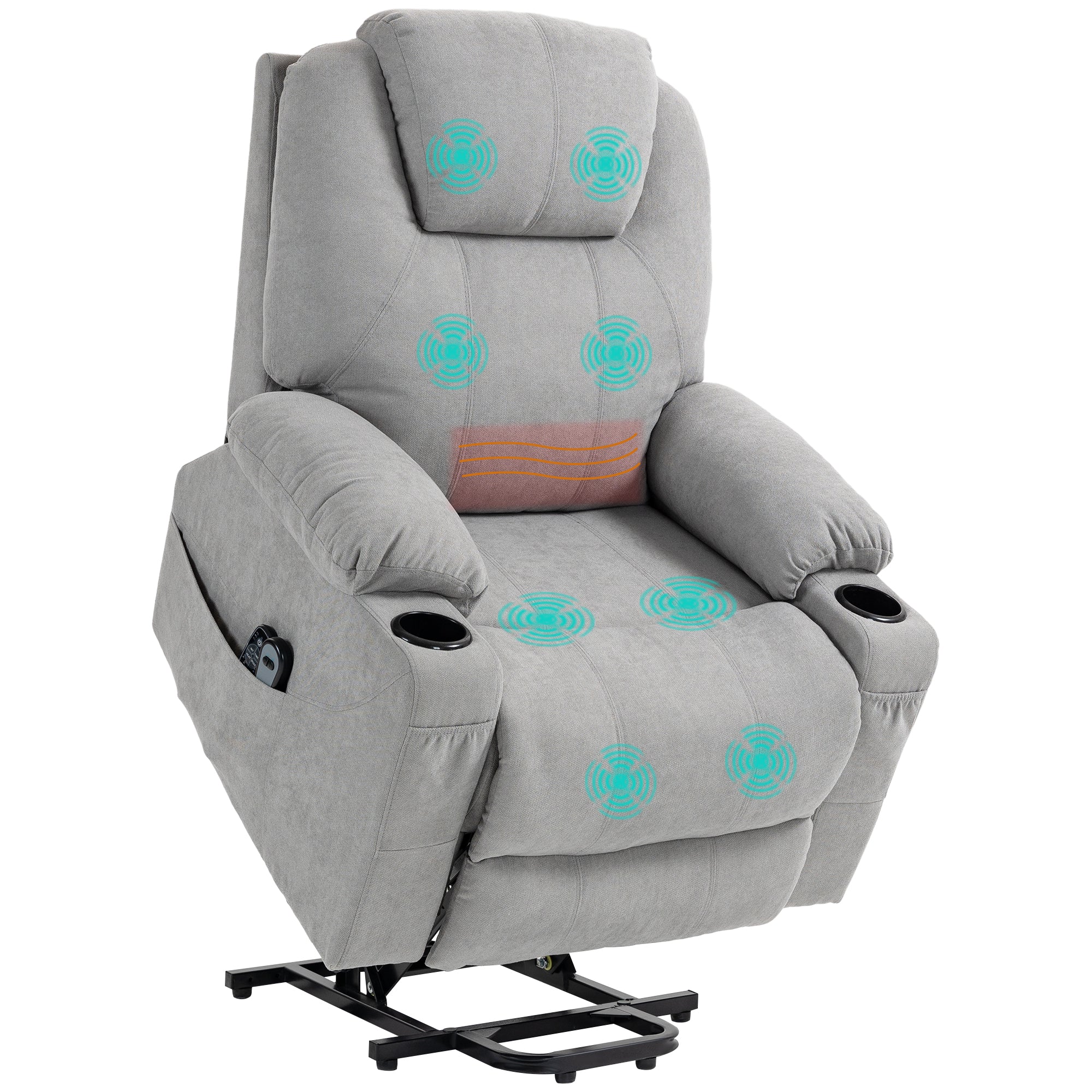 Massagestol Stand-up Aid Seniorstol    Vibrationspunkter    Sidelommer  Kopholder  90   101   107 Cm  Grå