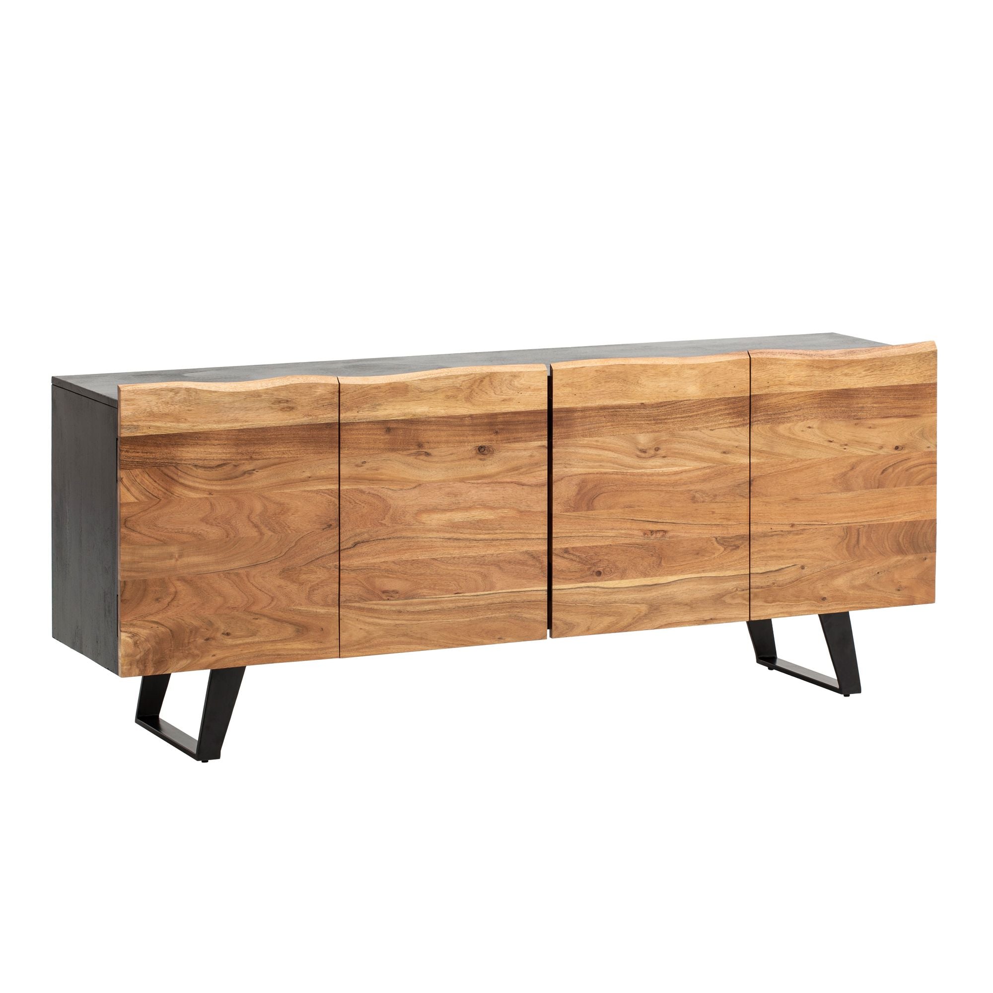 Massivt Akacietræsskænk 180x75x45 Cm  Sort Skænk Med Trækant