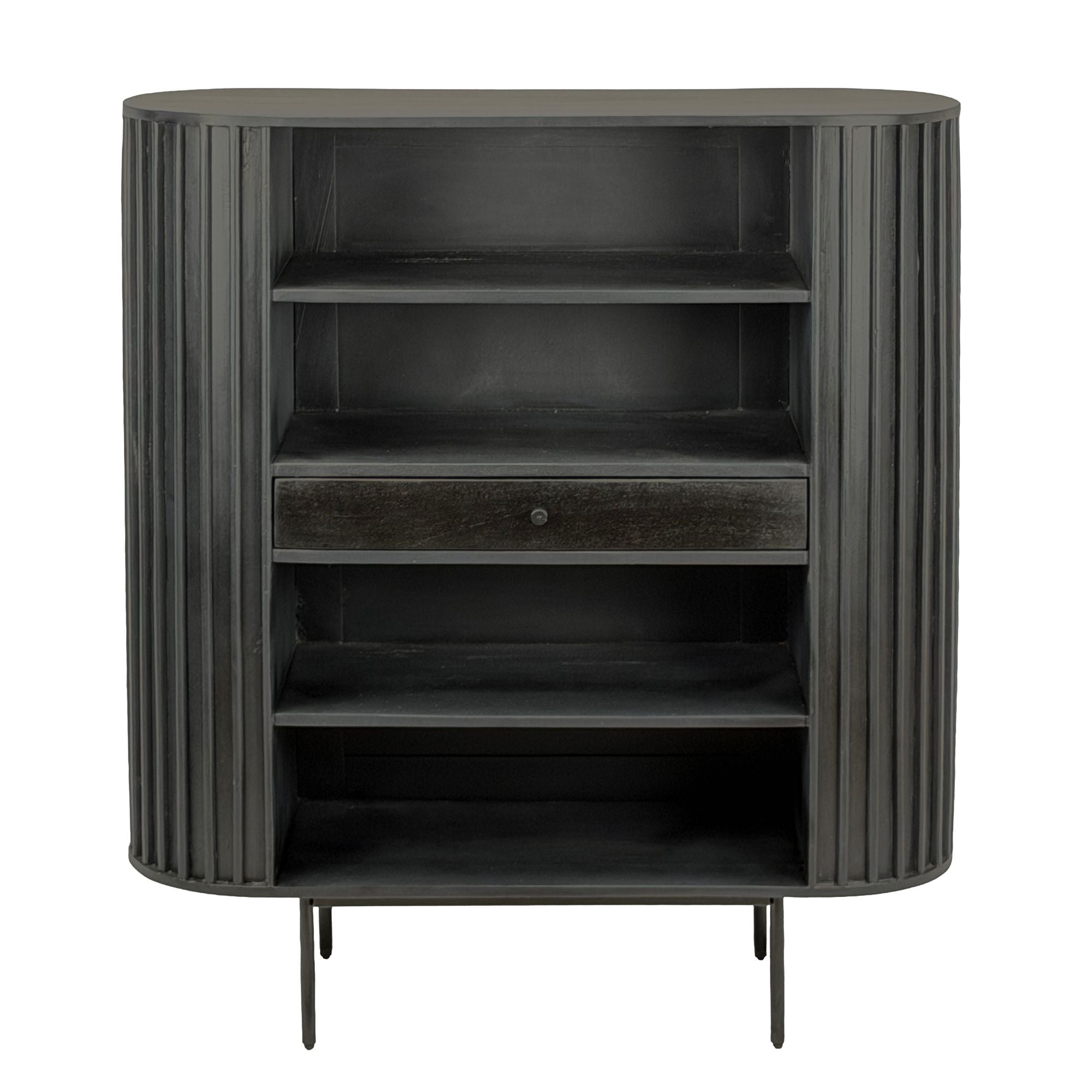 Massivt Træreol Mango 105x122 Cm Lameldesign Sort