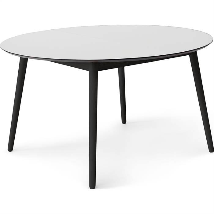 Meza By Hammel Spisebord Round  :135 Cm  Hvid Laminat Ben   Sort Bejdset Ask