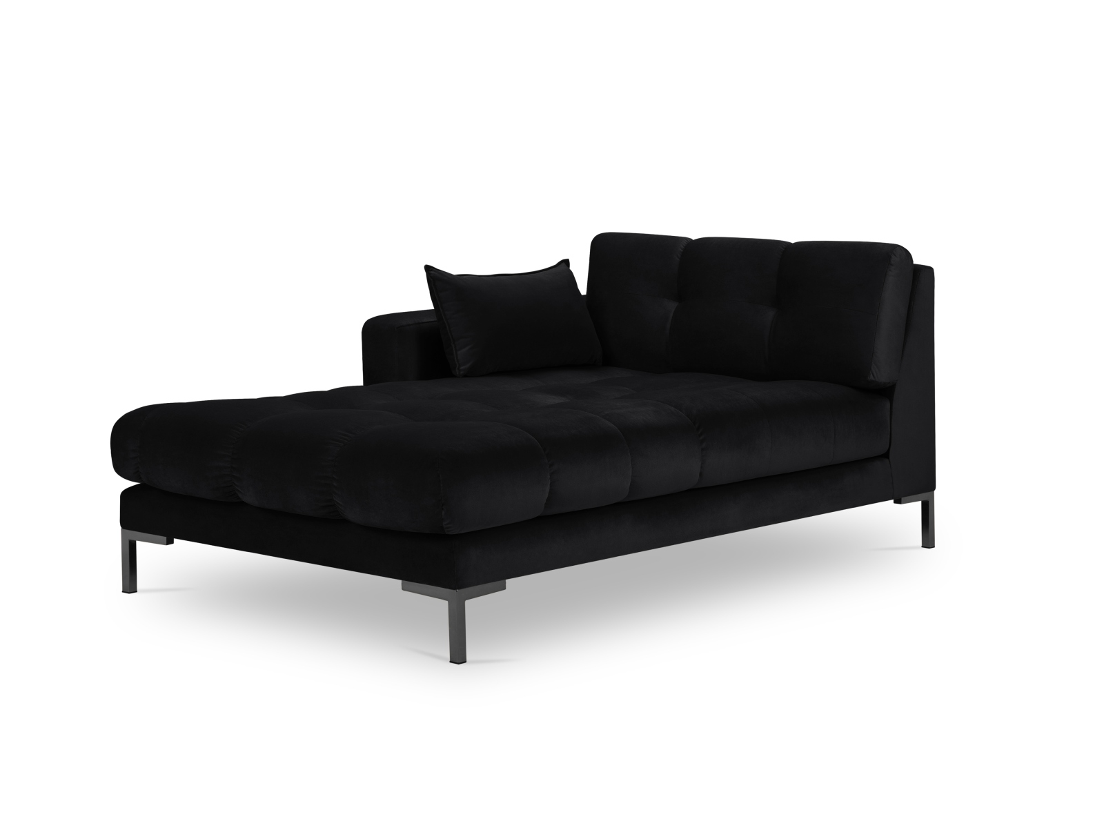 Micadoni Mamaia Chaiselong  Venstre Antracitgrå Fløjl Og Sort Metal  185x102x75