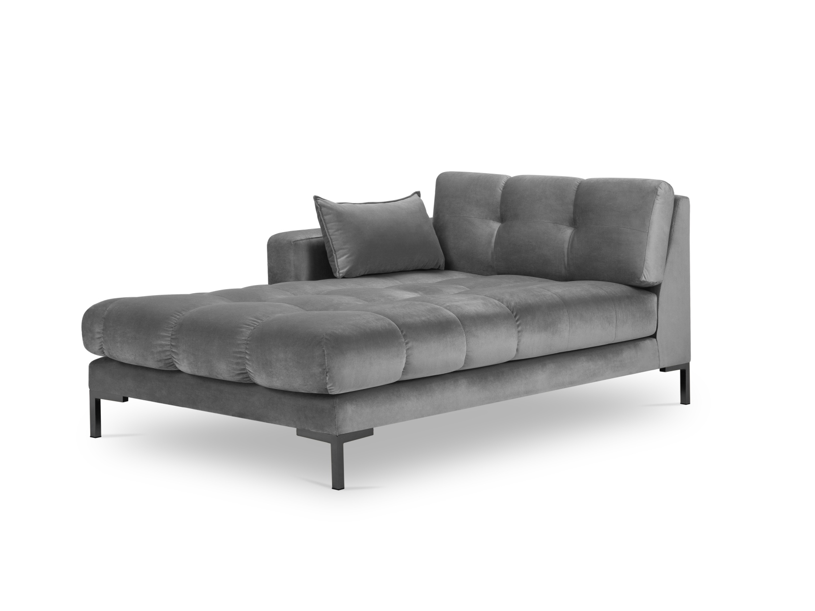 Micadoni Mamaia Chaiselong  Venstre Grå Fløjl Og Sort Metal  185x102x75