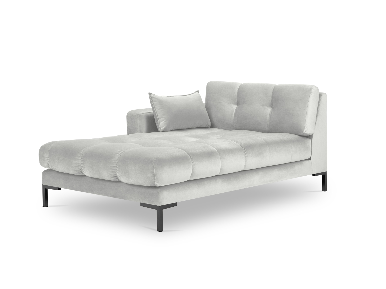 Micadoni Mamaia Chaiselong  Venstre Sølv Fløjl Og Sort Metal  185x102x75