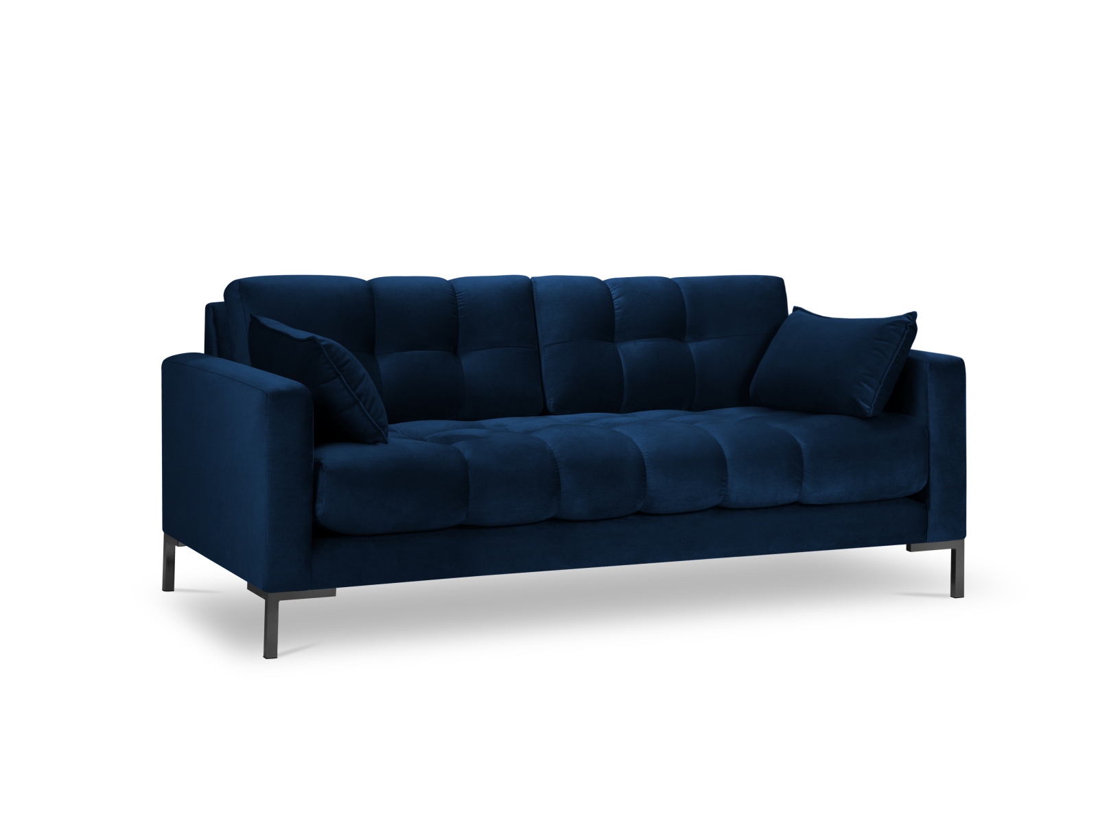 Micadoni Mamaia Sofa    Sæder Blå Fløjl Og Sort Metal