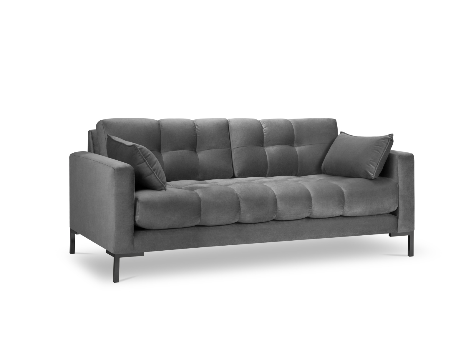 Micadoni Mamaia Sofa    Sæder Grå Fløjl Og Sort Metal