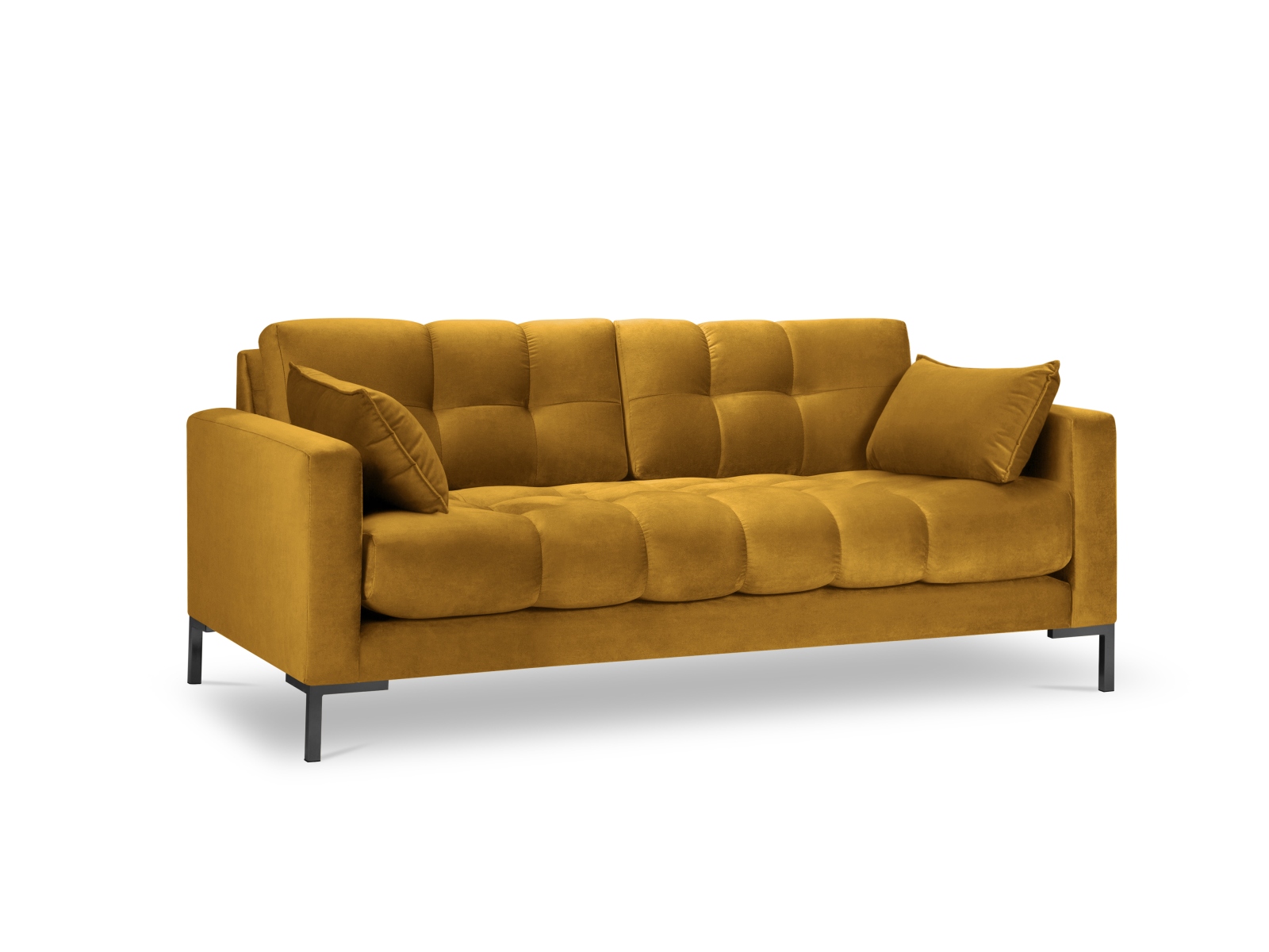 Micadoni Mamaia Sofa    Sæder Gul Fløjl Og Sort Metal