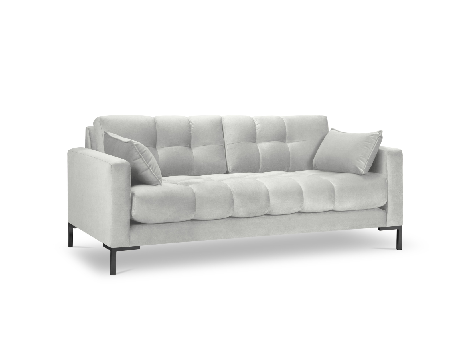 Micadoni Mamaia Sofa    Sæder Sølv Fløjl Og Sort Metal