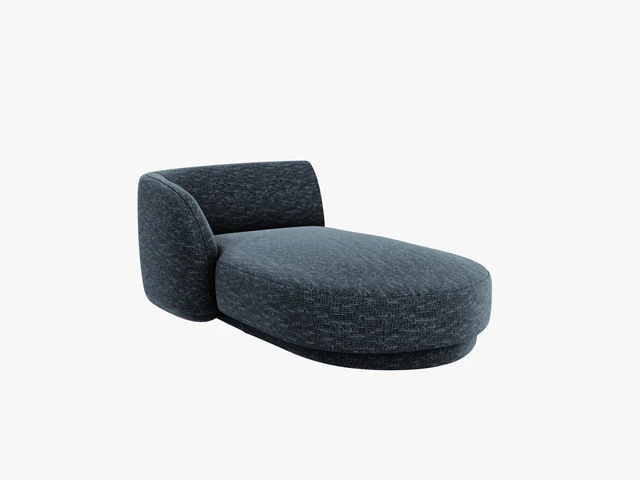 Micadoni Miley Chaiselong  Venstre Blå Chenille Og Sort Plast  150x95x70