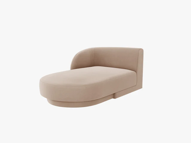 Micadoni Miley Chaiselong  Venstre Brun Fløjl Og Sort Plast  150x95x70