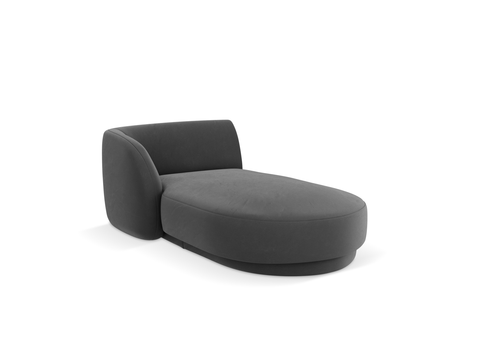 Micadoni Miley Chaiselong  Venstre Grå Fløjl Og Sort Plast  150x95x70