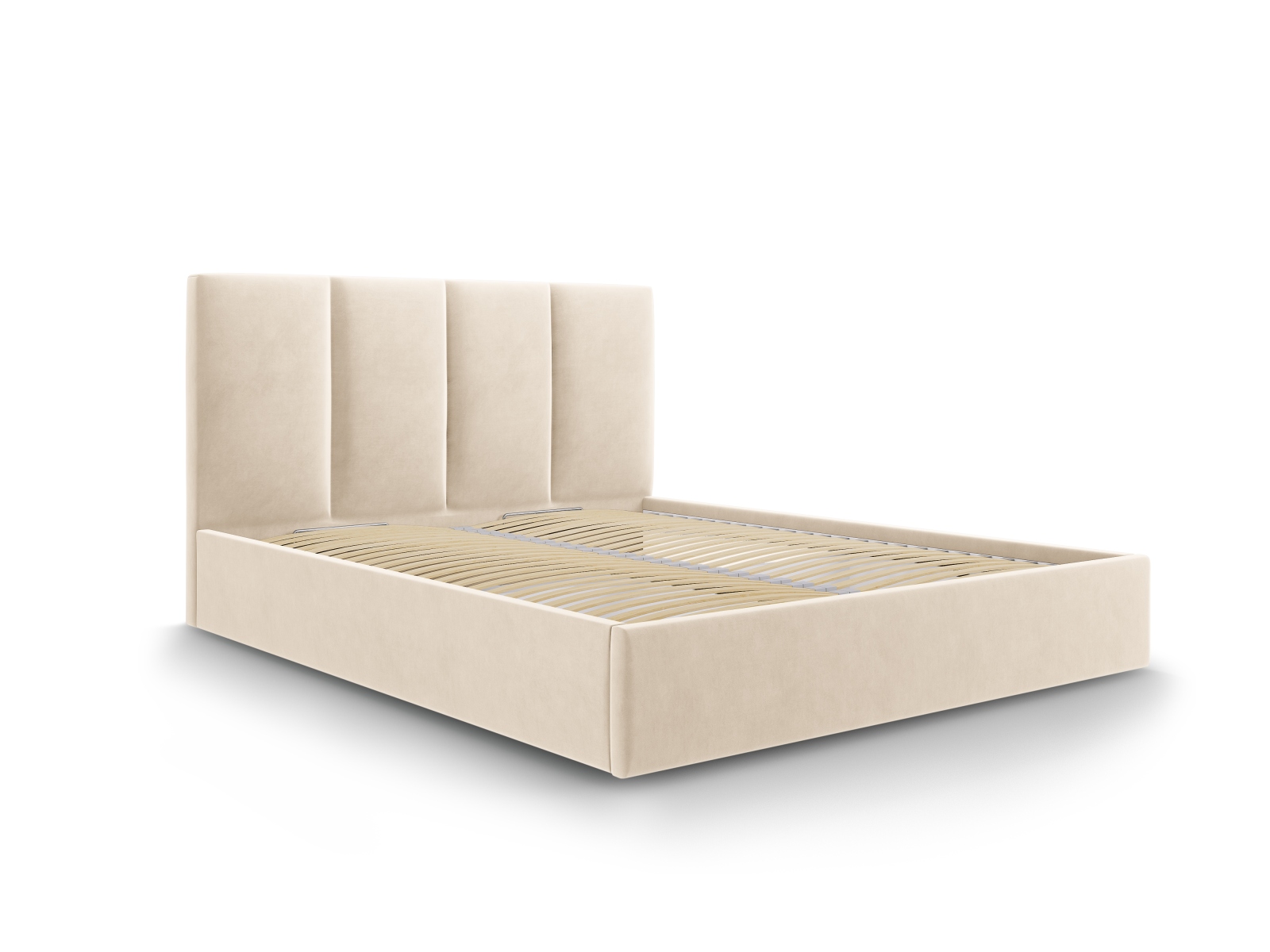 Micadoni Pyla Sengeramme     Sengegavl Og Lameller Beige Fløjl  140x200