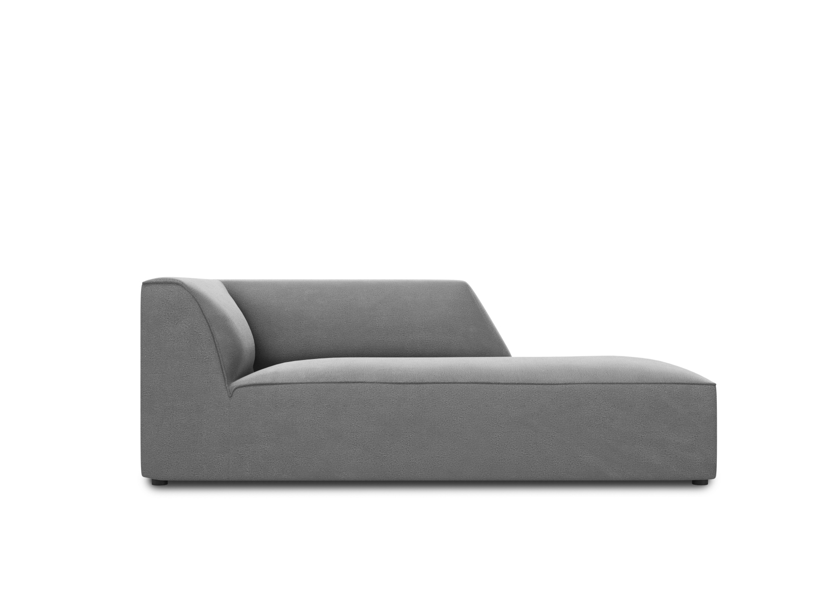 Micadoni Ruby Chaiselong  Højre Grå Fløjl Og Sort Plastik  180x93x69