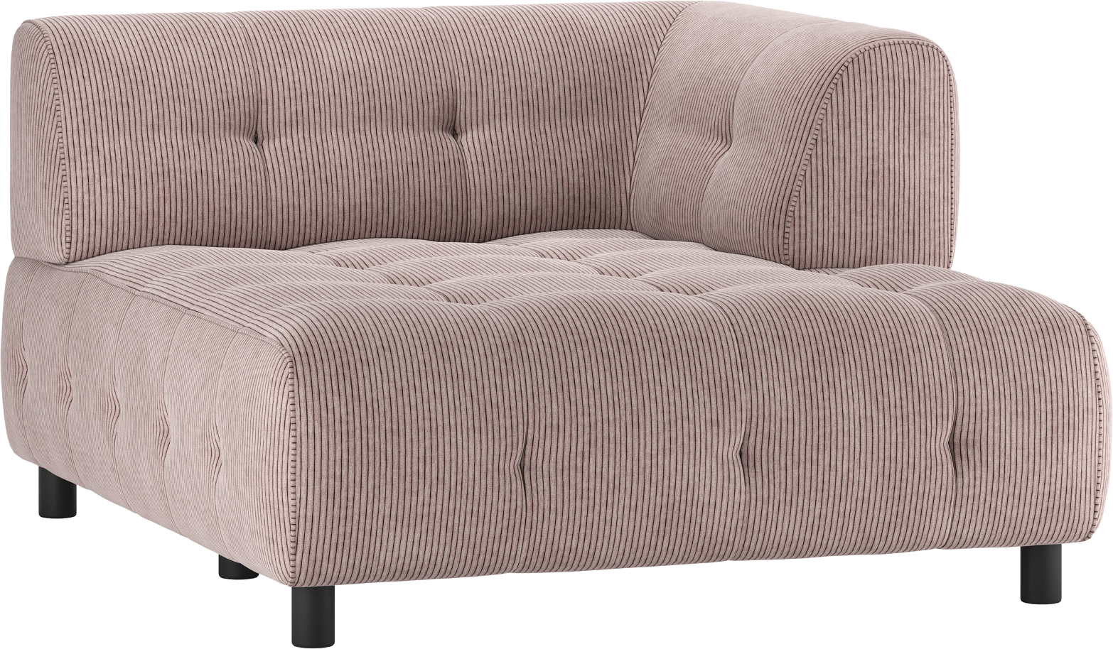 Modulsofa     Chaiselong Højre Armlæn   Woood Louis Fløjl Lyserød ø122x140x73cm