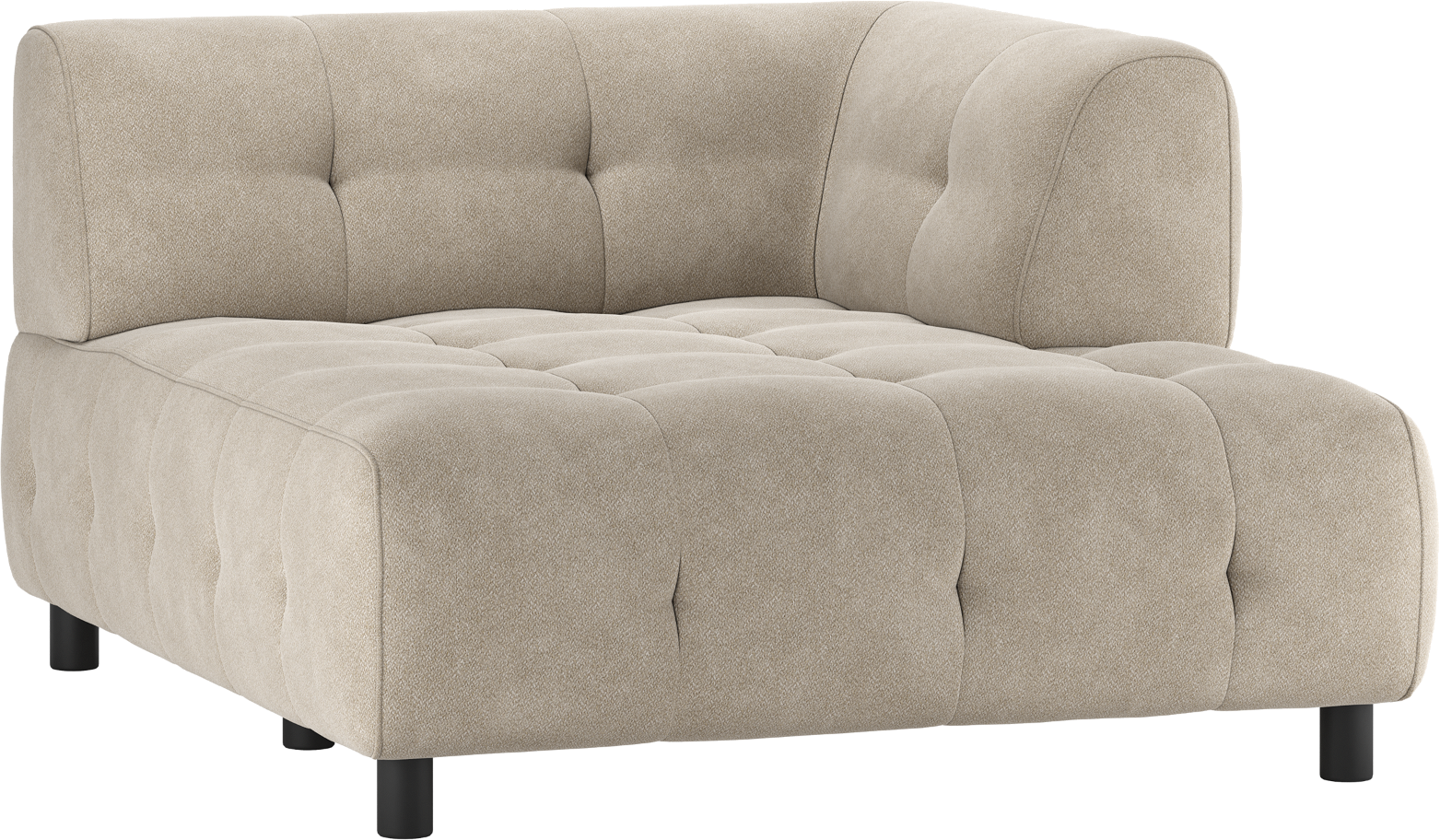 Modulsofa Woood Louis     Chaiselong Højre Lysegrå Vævet Polyester H73xb122xl140 Cm