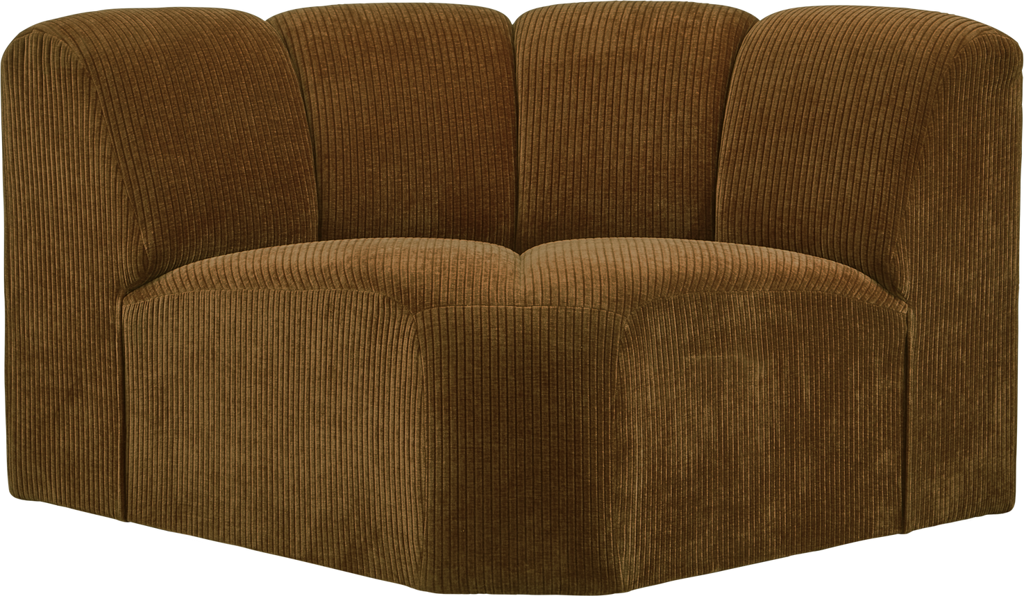 Modulsofa Woood Mojo Hjørnemodul Honninggul Ribstof Fløjlsagtig 110x110 Cm