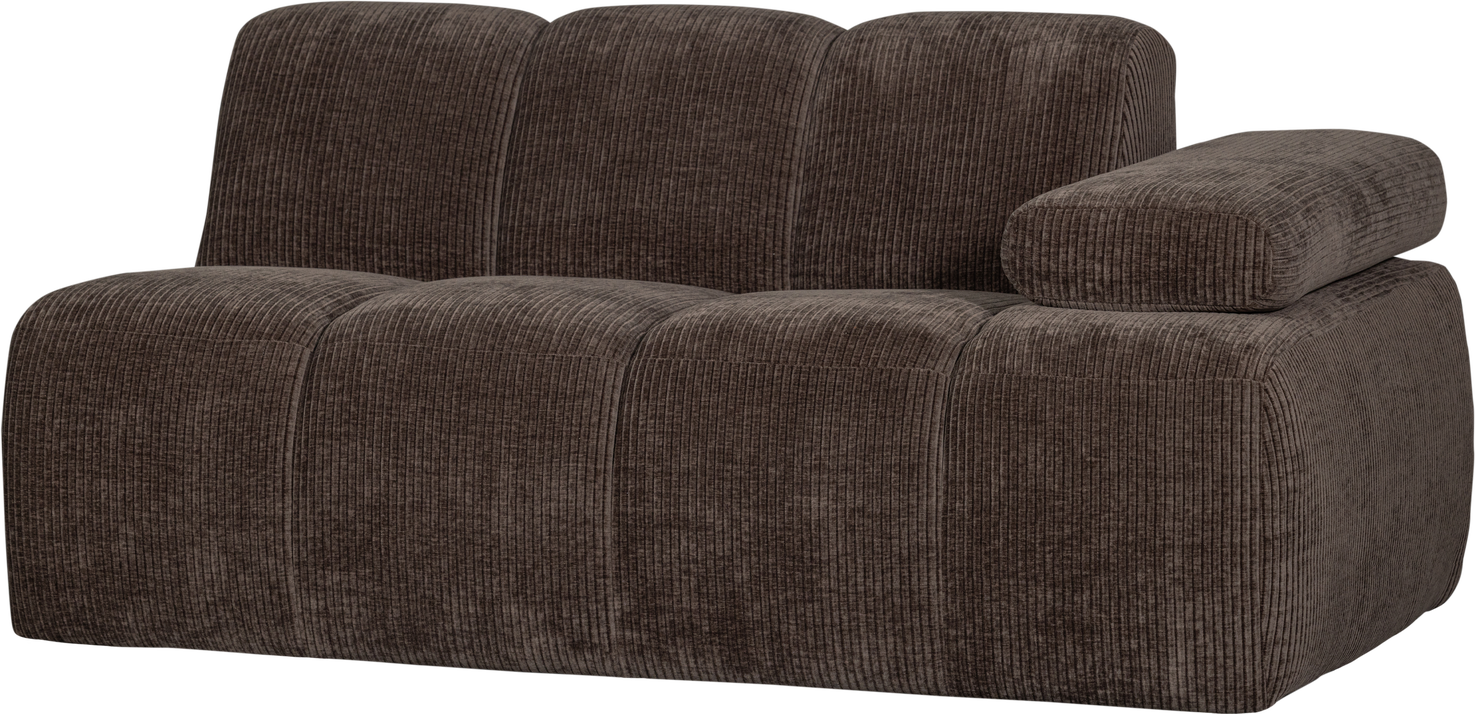 Modulsofa Woood Mojo    -personers Modul Højre  Brun Rib Jacquard  Velouragtig Overflade  Justerbart Armlæn  Slidstærkt Polyester