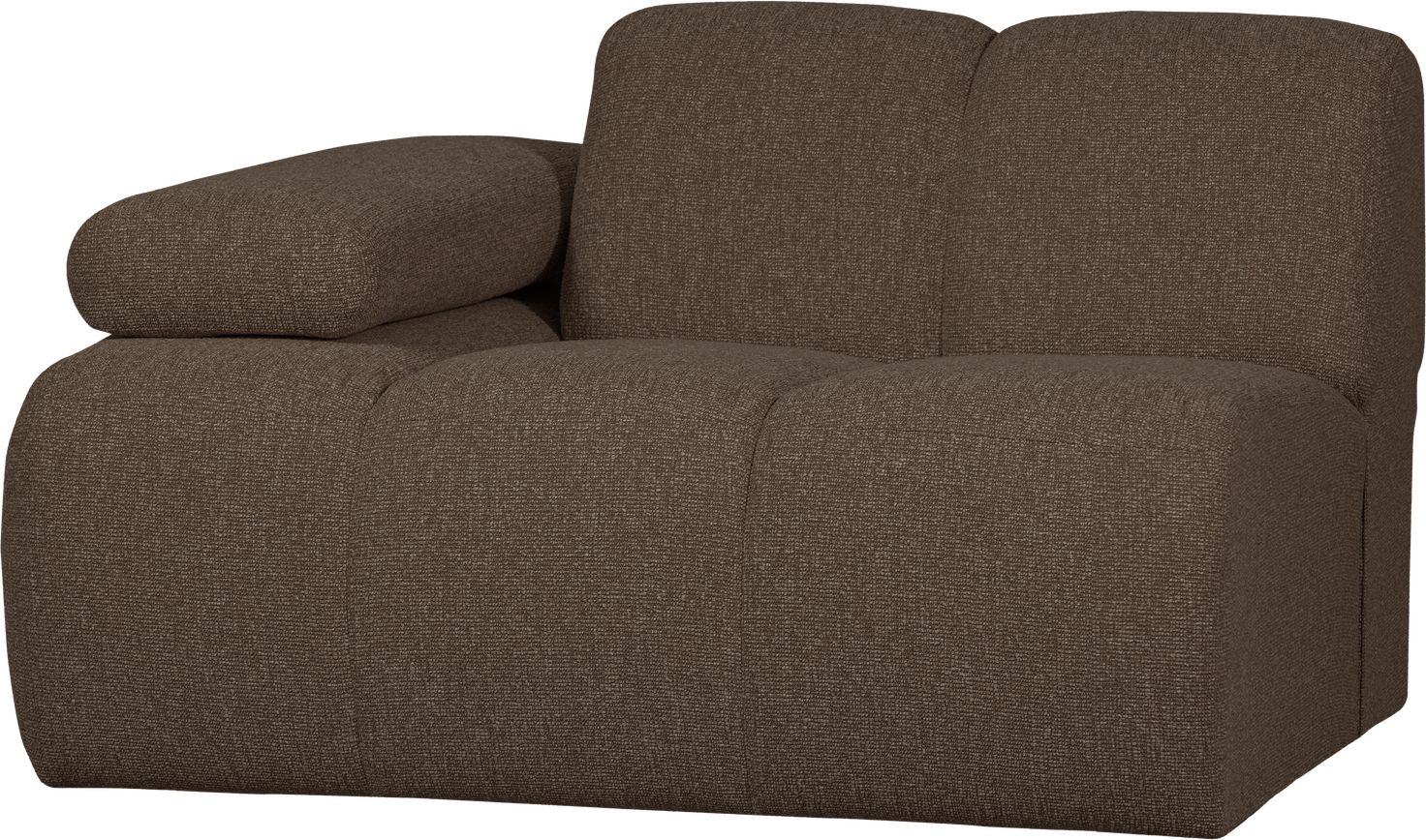 Modulsofa Woood Mojo  -personers Sofamodul  Bouclé Brun Melange  Fast Polstring  Manuelt Armlæn Venstre  124 Cm