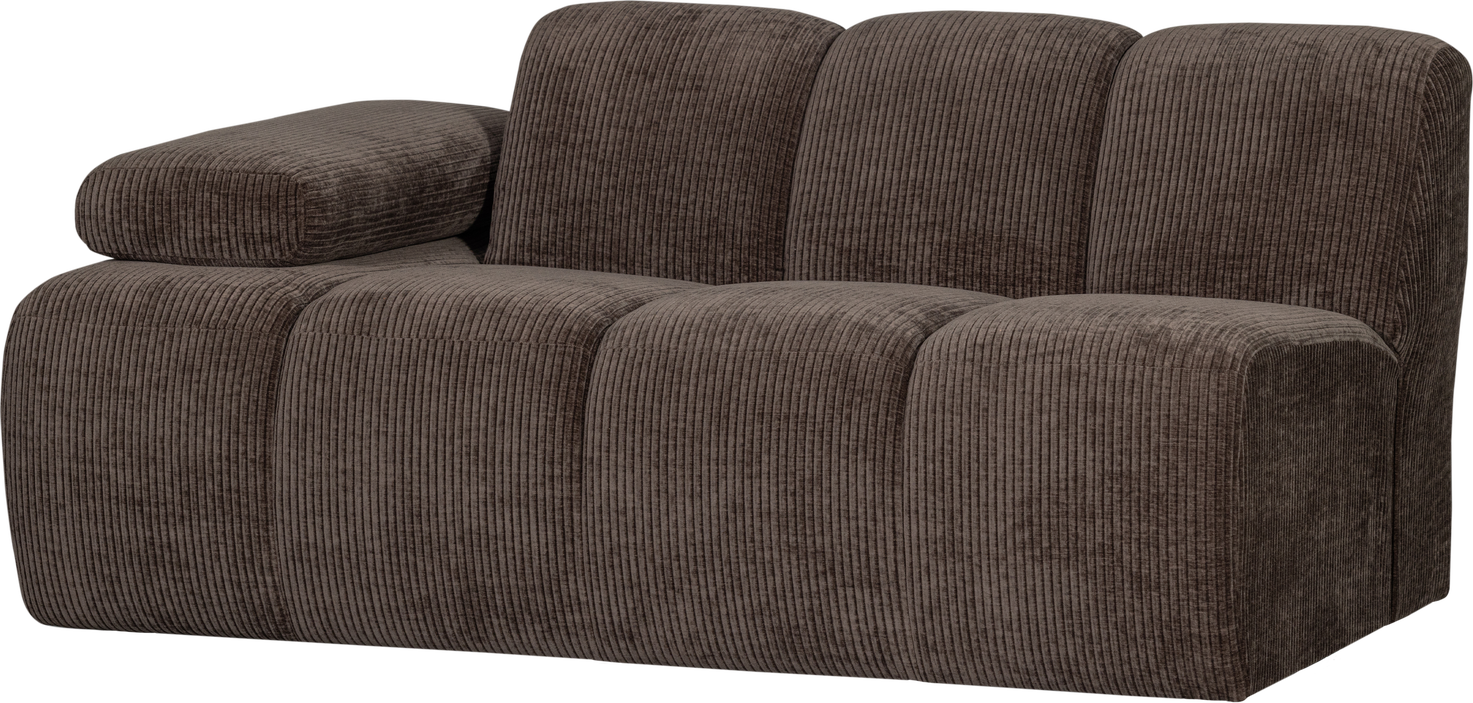 Modulsofa Woood Mojo    -personers Sofamodul Venstrevendt Med Justerbare Armlæn Brun Rib Jacquard 100  Polyester B164 Cm