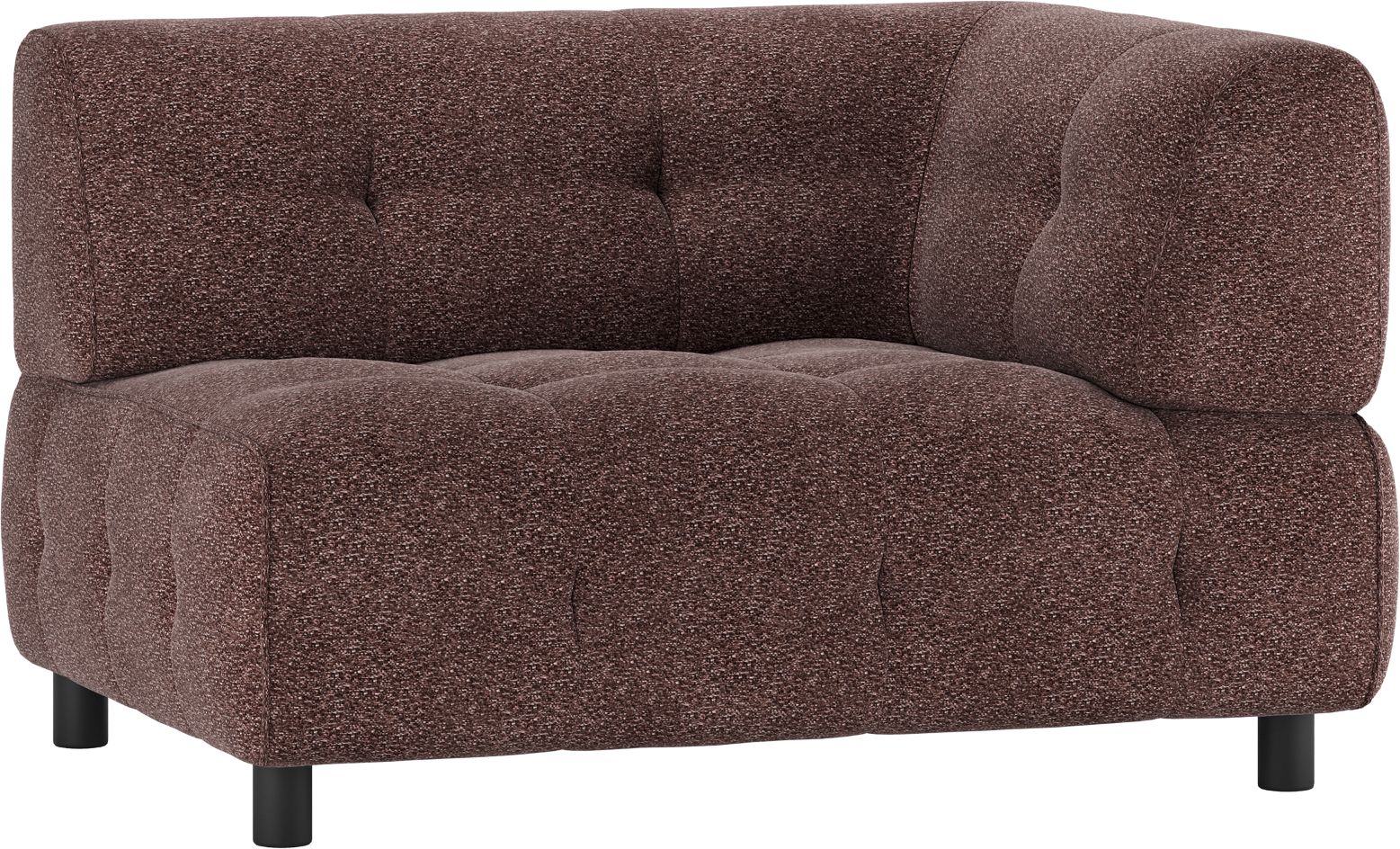Modulsofa    -sæders Med Højre Armlæn Woood Louis Grov Melange Lyserød Polyester