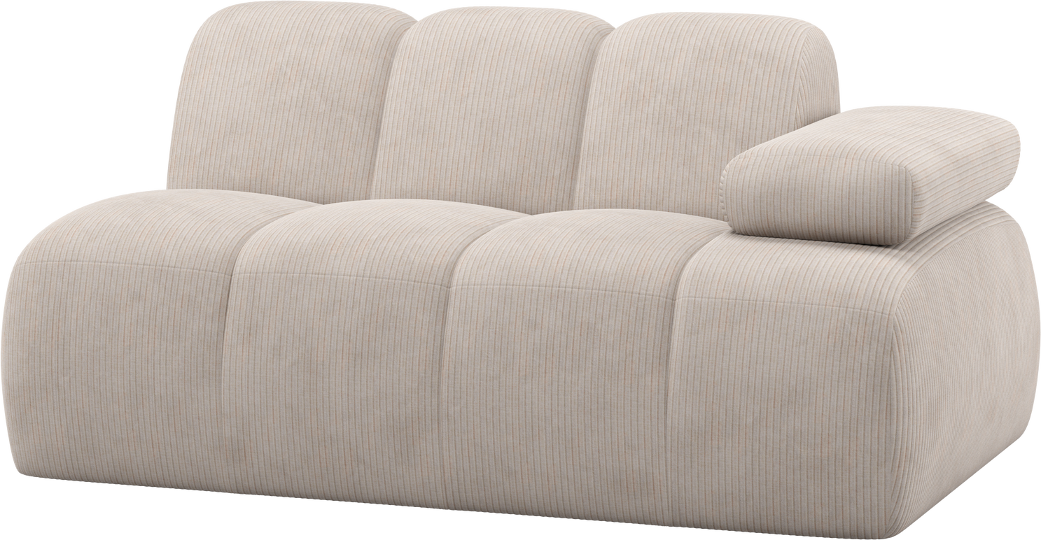 Modulsofaelement Woood Mojo    -pers Højre Med Armlæn   Ecru Ribstof 100  Polyester  Fløjlsagtig  Høj Slidstyrke