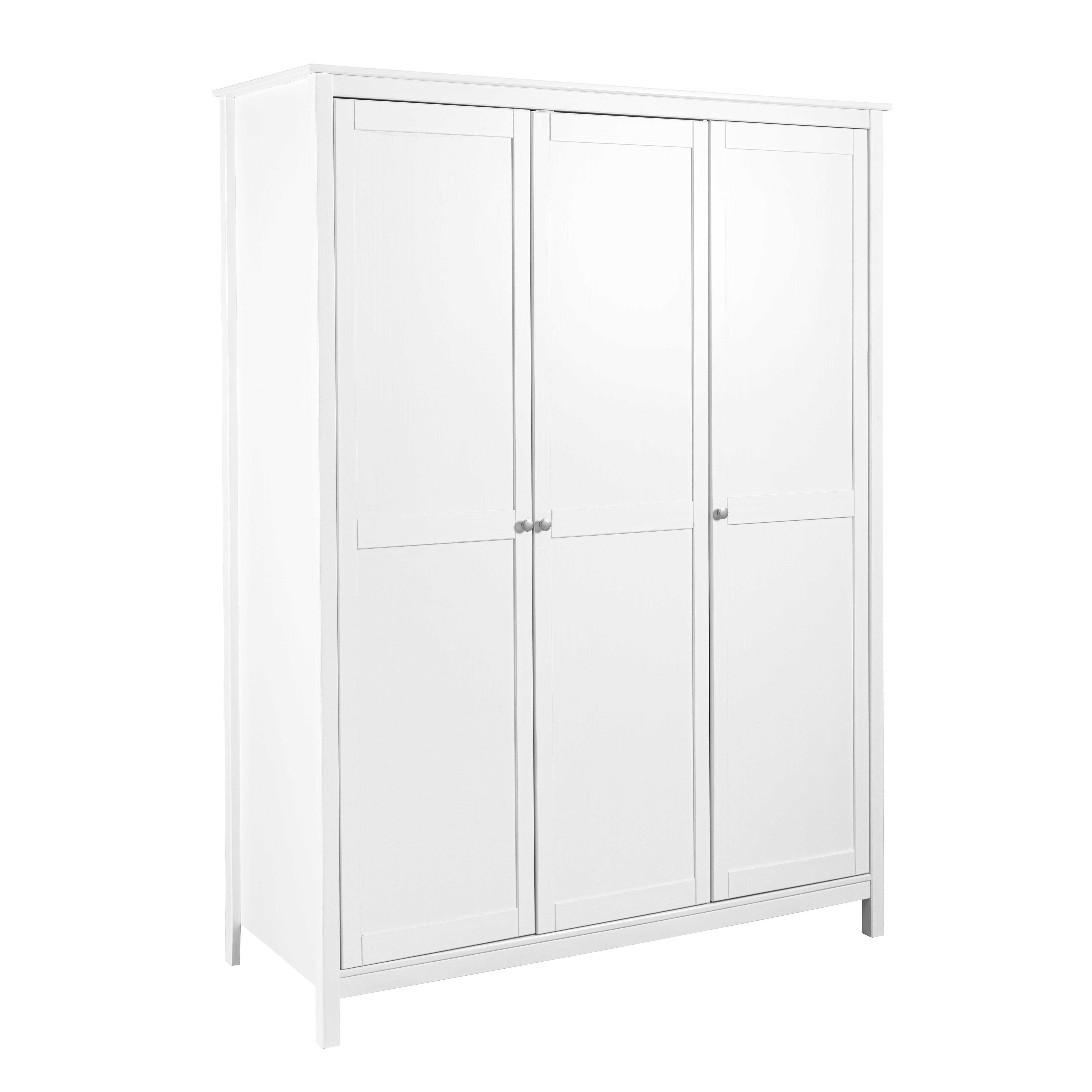 Nordic Living Collection  Garderobeskab   Massivt Fyrretræ Med   Døre  Hvidlakeret  Samlede Mål 155   60   210 Cm