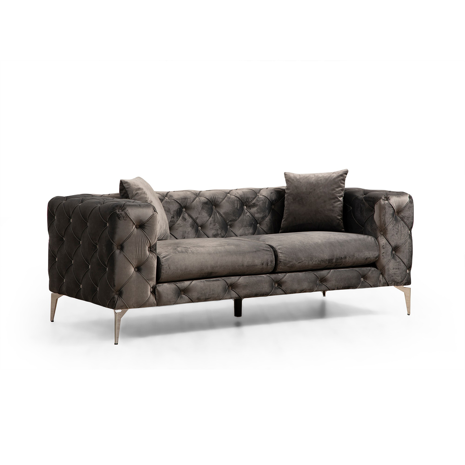 Nordvärk Como   Pers  Sofa Antracitgrå Polyester Stof Og Forkromet Metal