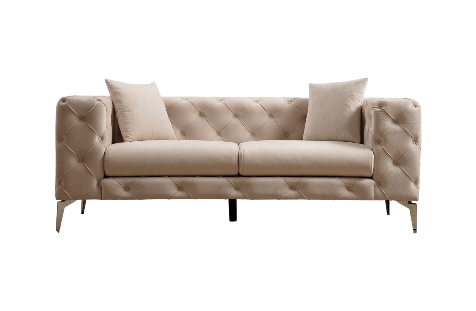 Nordvärk Como   Pers  Sofa Ecru Polyester Stof Og Forkromet Metal