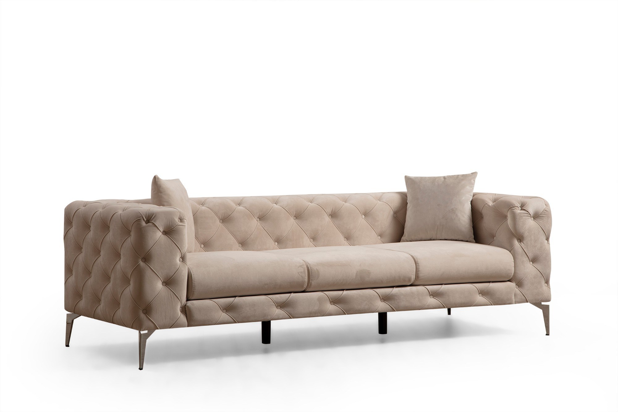 Nordvärk Como   Pers  Sofa Ecru Polyester Stof Og Forkromet Metal