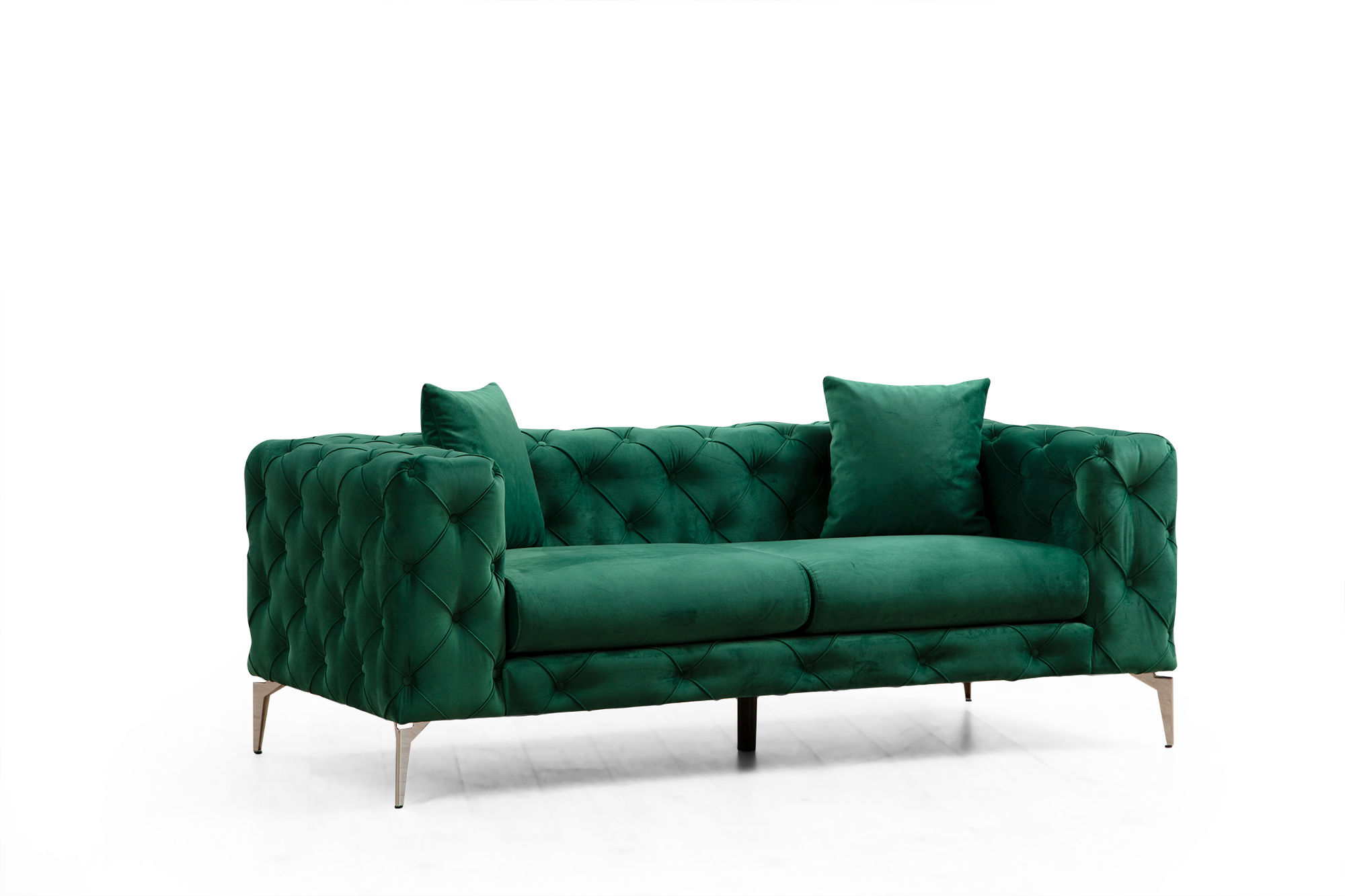 Nordvärk Como   Pers  Sofa Grøn Polyester Og Krom Metal