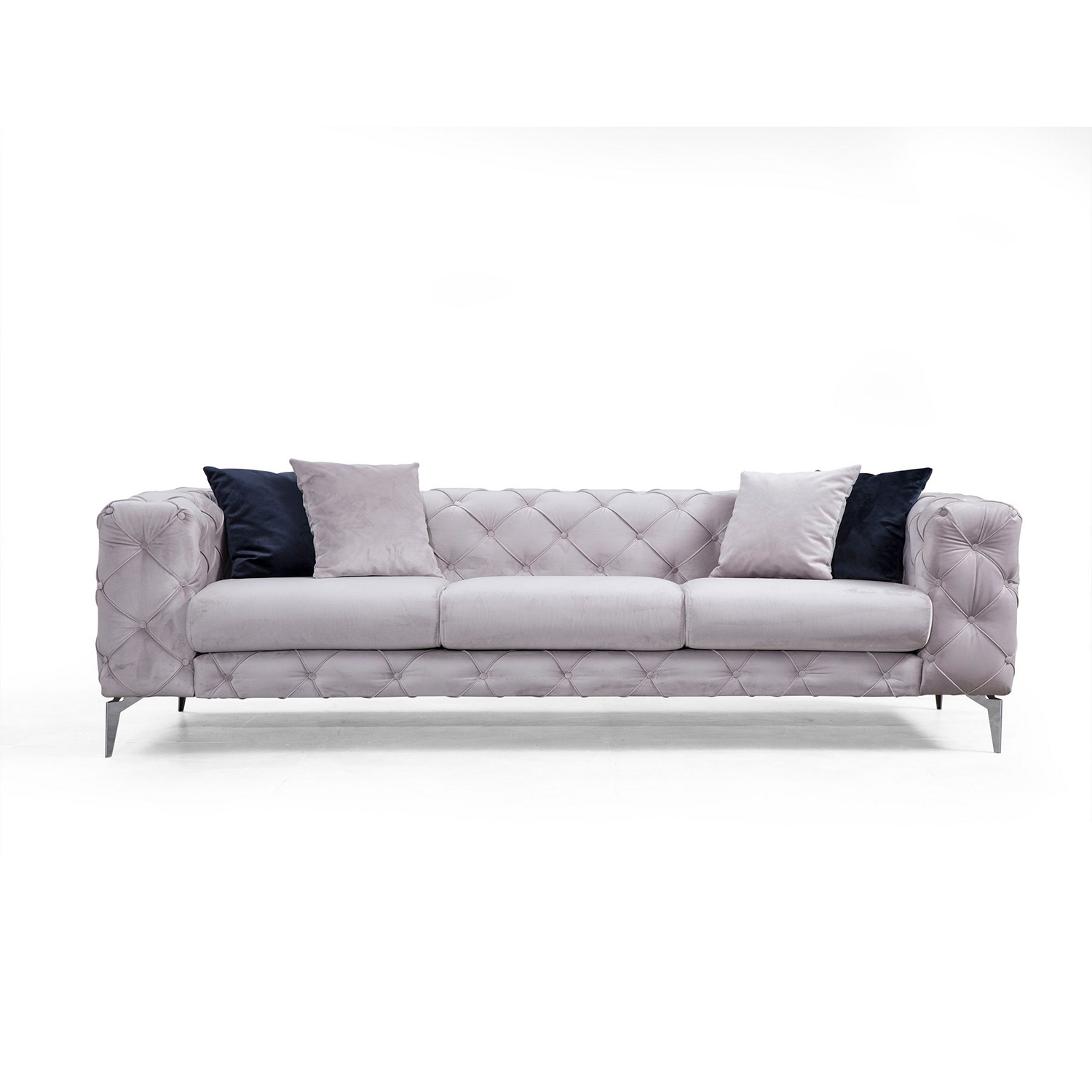 Nordvärk Como   Pers  Sofa Lysegrå Polyester Stof Og Forkromet Metal