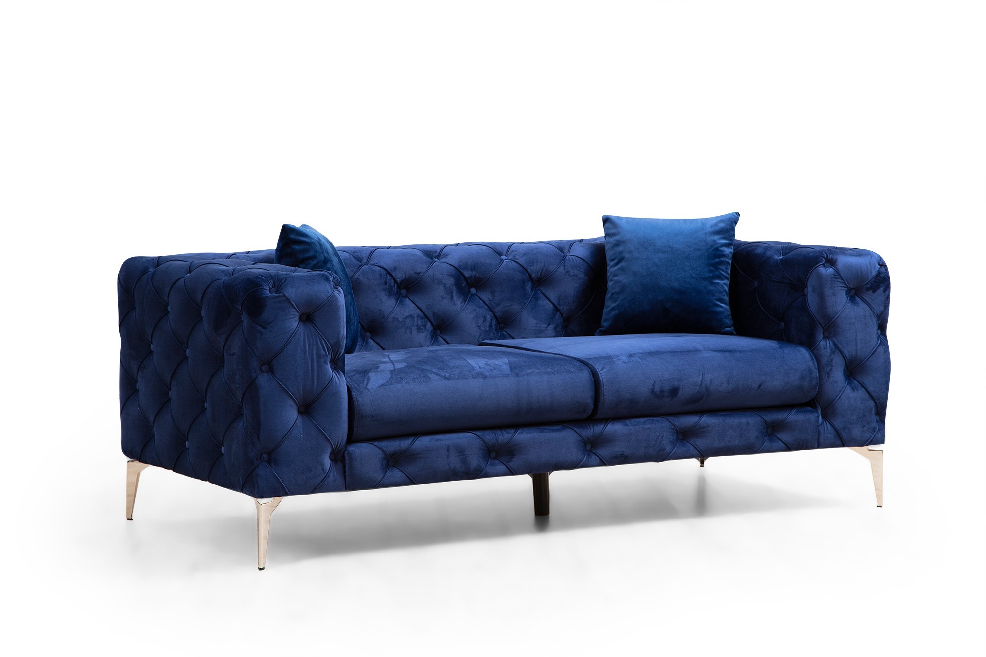 Nordvärk Como   Pers  Sofa Marineblå Polyester Og Krom Metal