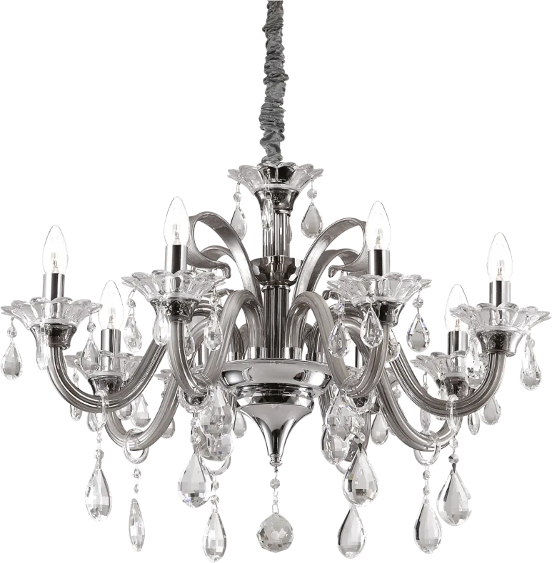Pendel Lampe Ideal Lux Colossal ø78 Cm Justerbar Højde 85-160 Cm Gennemsigtig Krom
