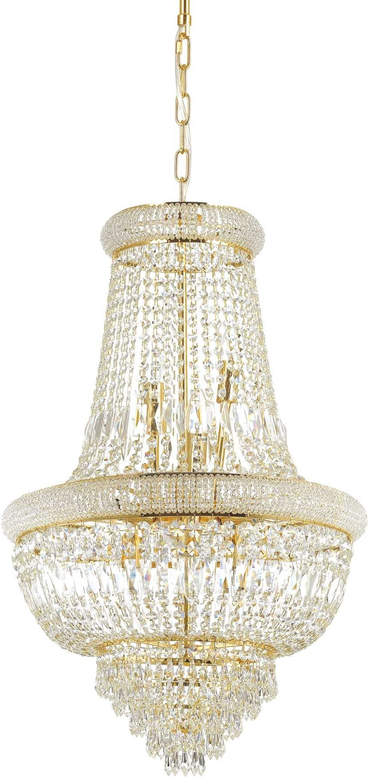 Pendel Lampe Ideal Lux Dubai ø52 Cm H98-190 Cm Messing Med Krystaller