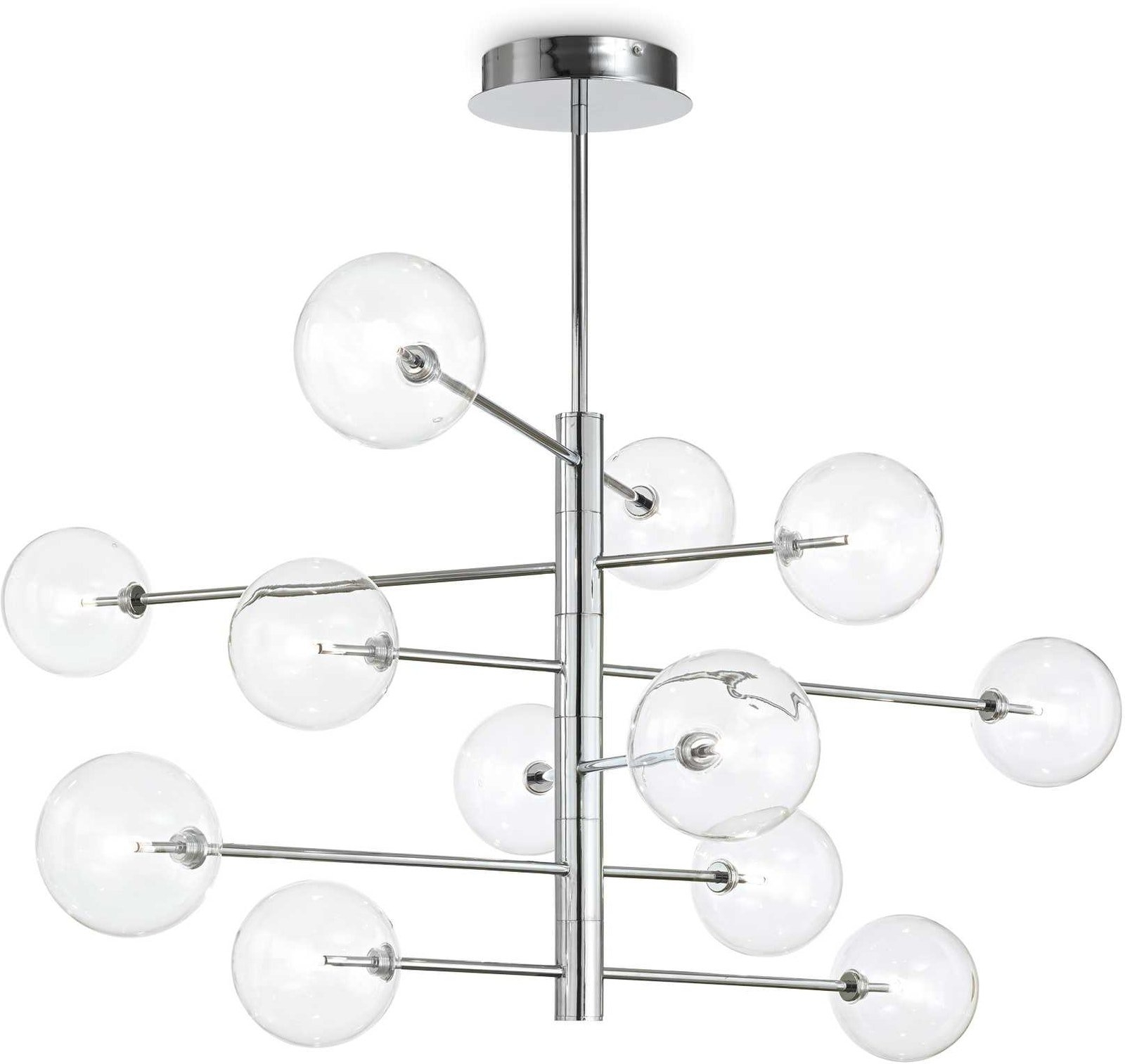 Pendel Loftlampe Ideal Lux Equinoxe   Krom Med Glas ø124 Cm