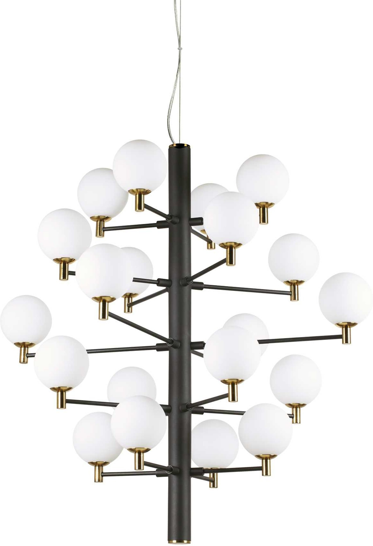 Pendellampe Ideal Lux Copernico ø86 Cm H104-202 Cm Justerbar Højde Metal Og Glas Sort Minimalistisk