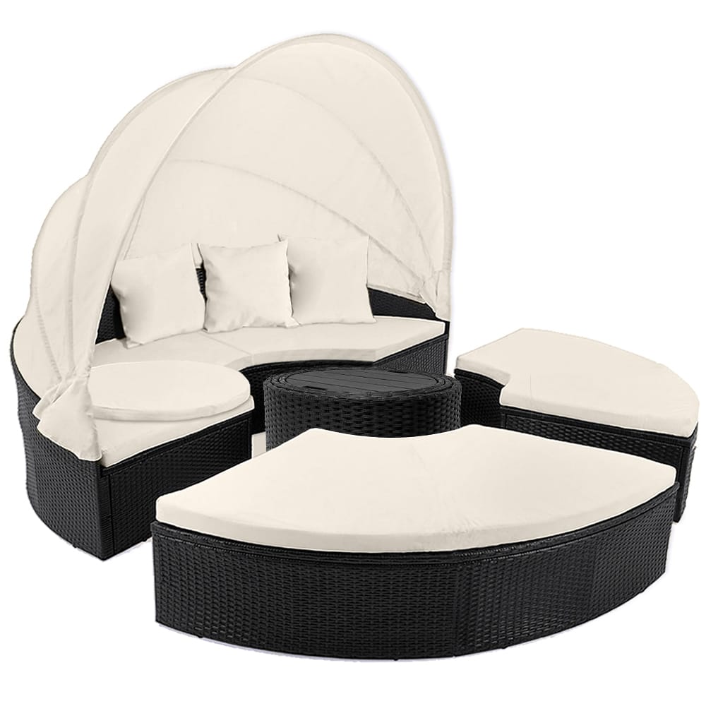 Polyrattan Solø Sort Cremefarvet ø185cm