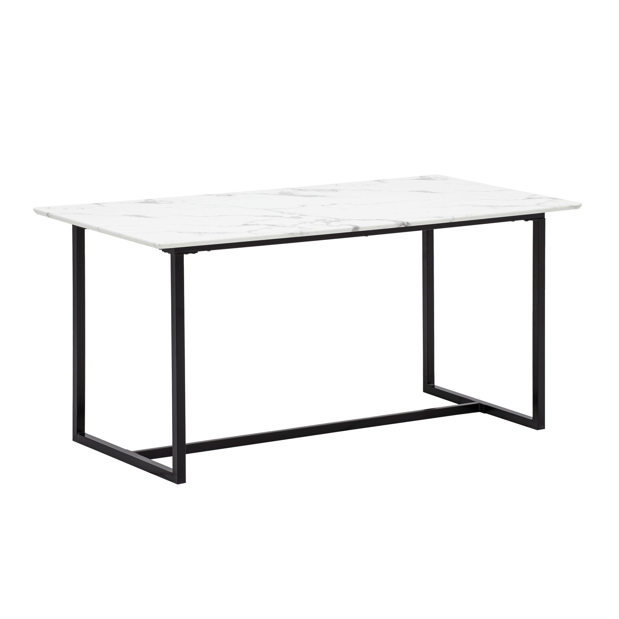 Rektangulært Spisebord 200x90 Cm   Hvid Marmorlook   Moderne Designbord Med Metalben