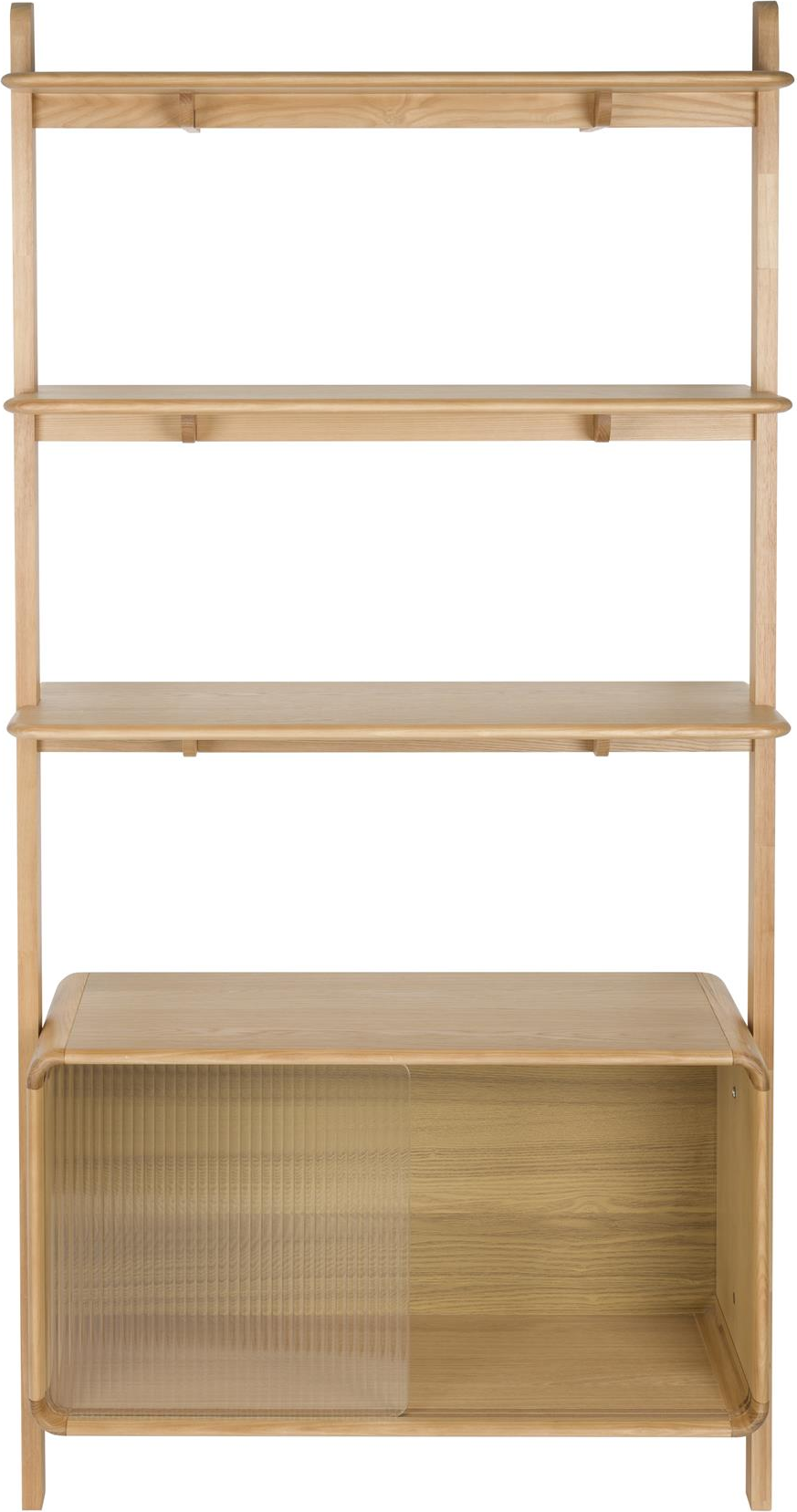 Reol Zuiver Rise Asketræ Mørk Sand Med Ribbet Glas Skydedør 180ã 90ã 35 Cm
