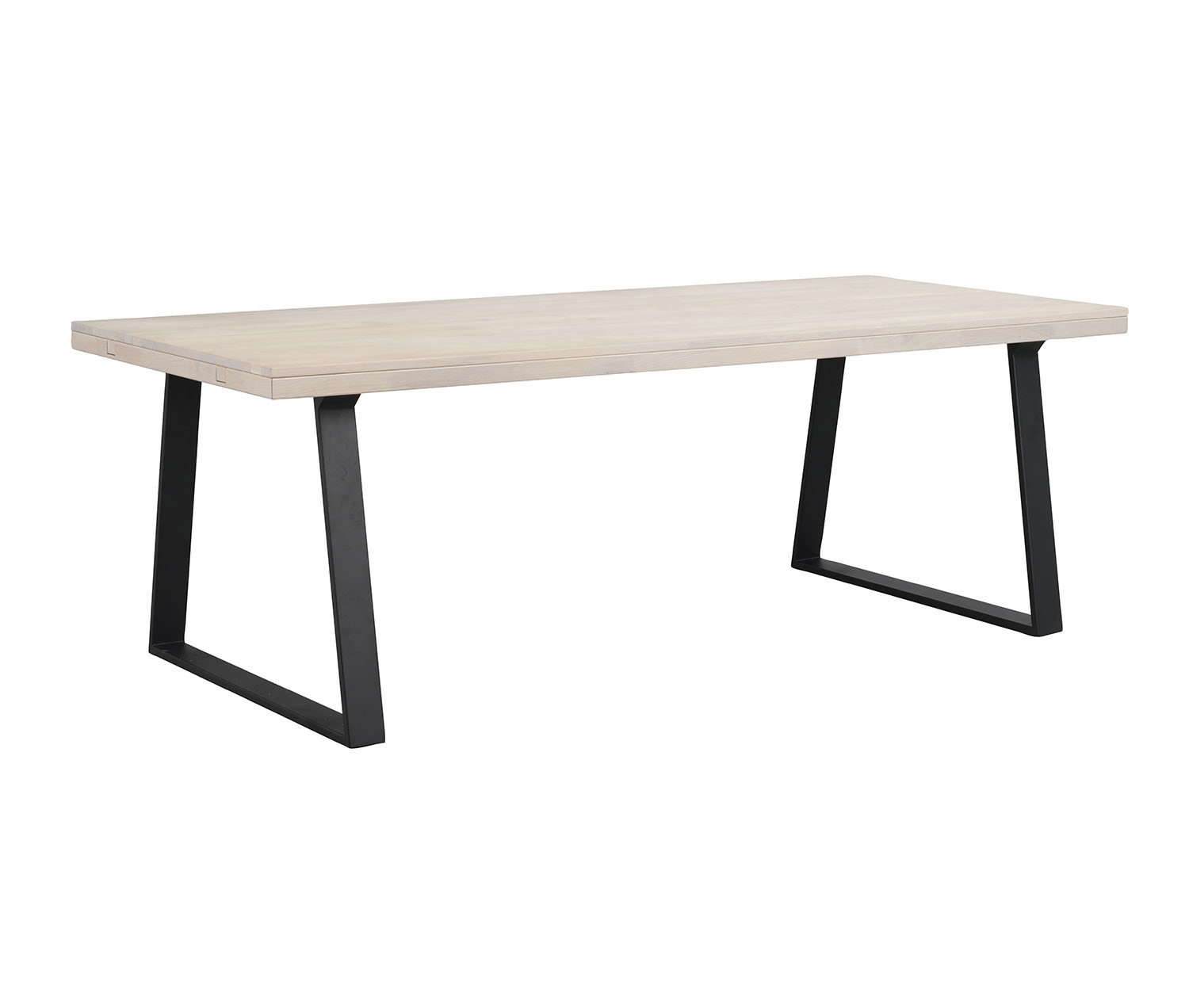 Rowico Brooklyn Rektangulær Spisebord     Udtræk Hvidpigmenteret Eg     -ben   Sort Metal  220x95