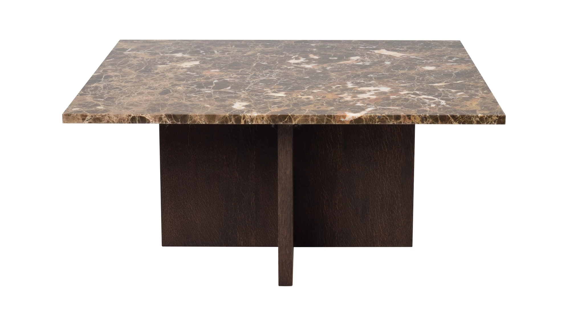 Rowico Brooksville Sofabord  Kvadratisk Brun Marmor Og Brun Egefinér  90x90