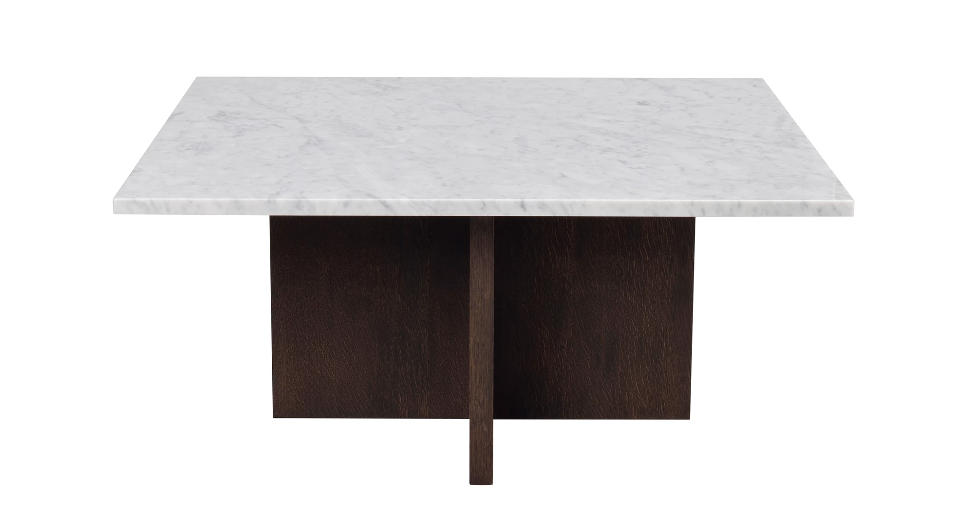 Rowico Brooksville Sofabord  Kvadratisk Hvid Marmor Og Brun Egefinér  90x90