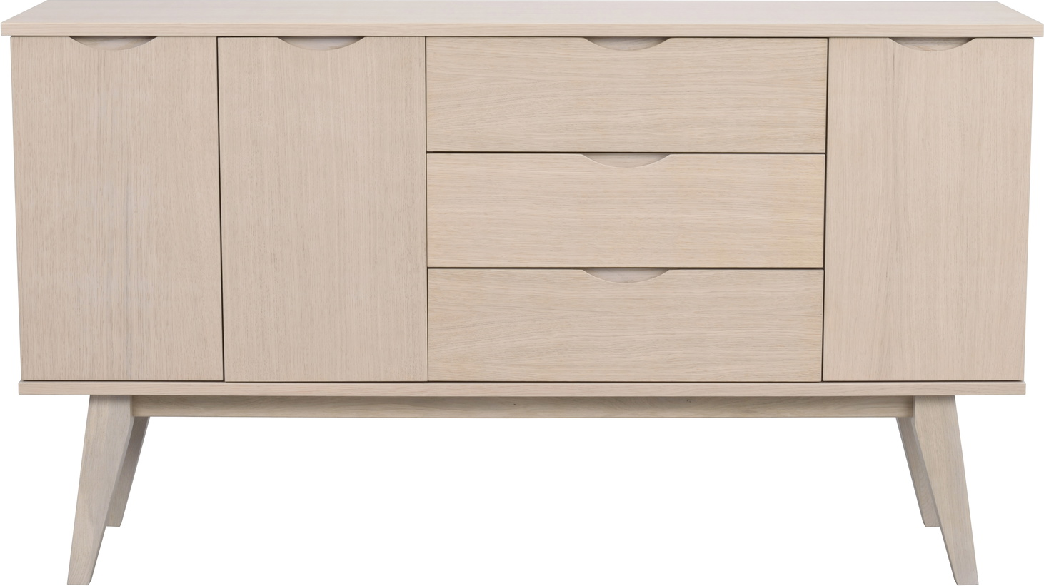 Rowico Filippa Skænk H85ã B150ã D40 Cm Hvidkalket Egetræsfiner Skandinavisk Grebsfrit Design Med Push Open Og Soft Close