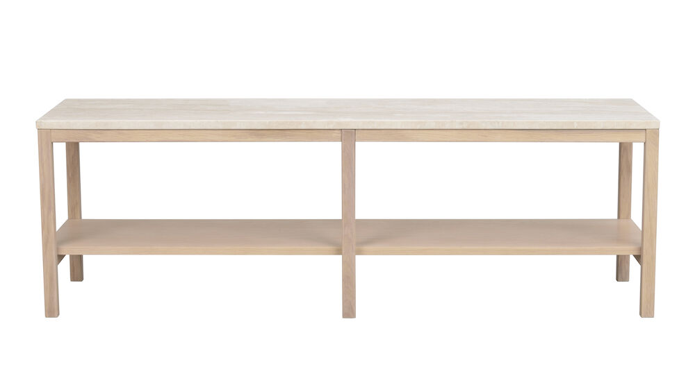 Rowico Orwel Konsolbord     Hylde Beige Travertin Og Hvidvasket Eg  140x40