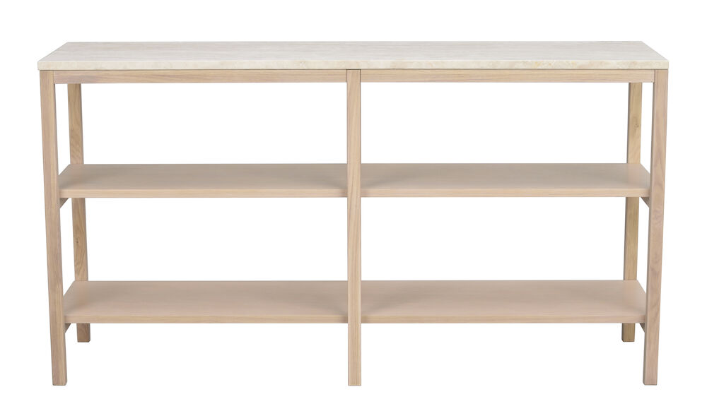 Rowico Orwel Konsolbord       Hylder Beige Travertin Og Hvidvasket Eg  140x40