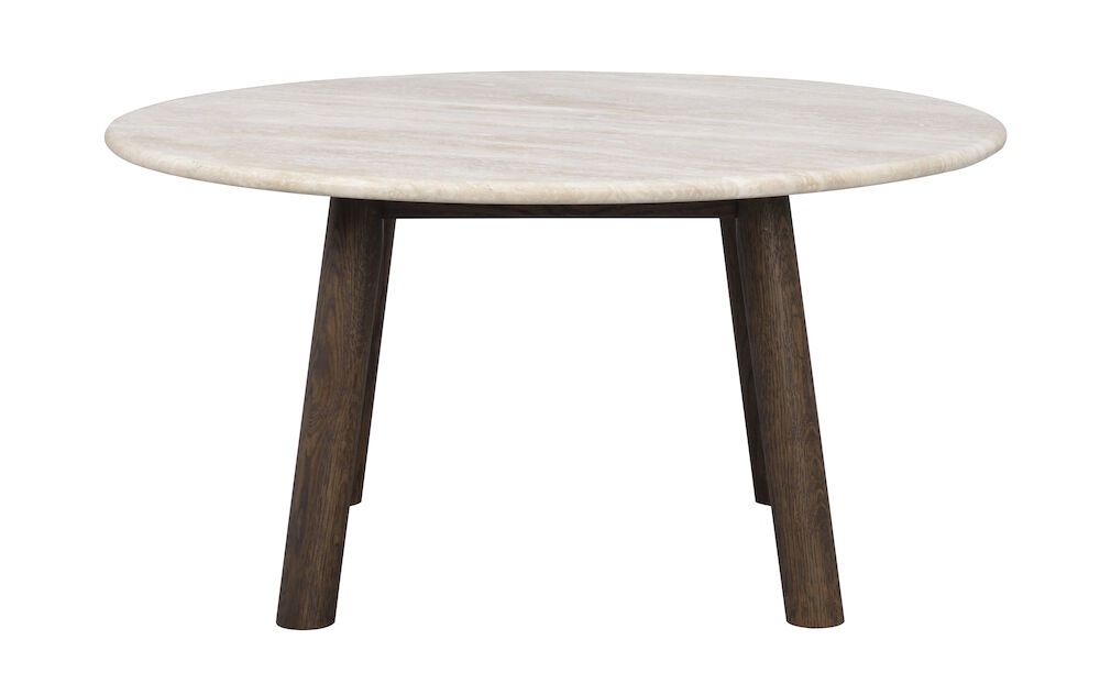 Rowico Taransay Sofabord  Rund Beige Travertin Og Brun Eg  ø90