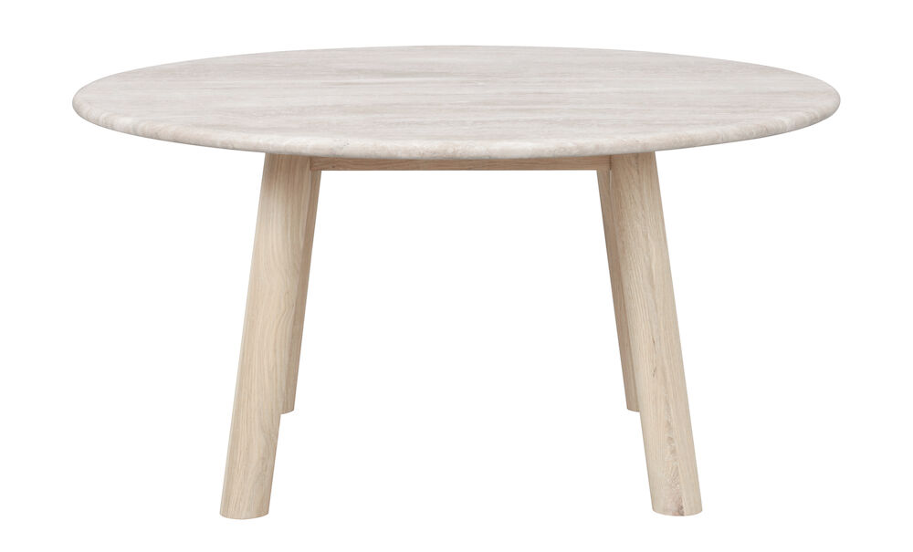 Rowico Taransay Sofabord  Rund Beige Travertin Og Hvidvasket Eg  ø90